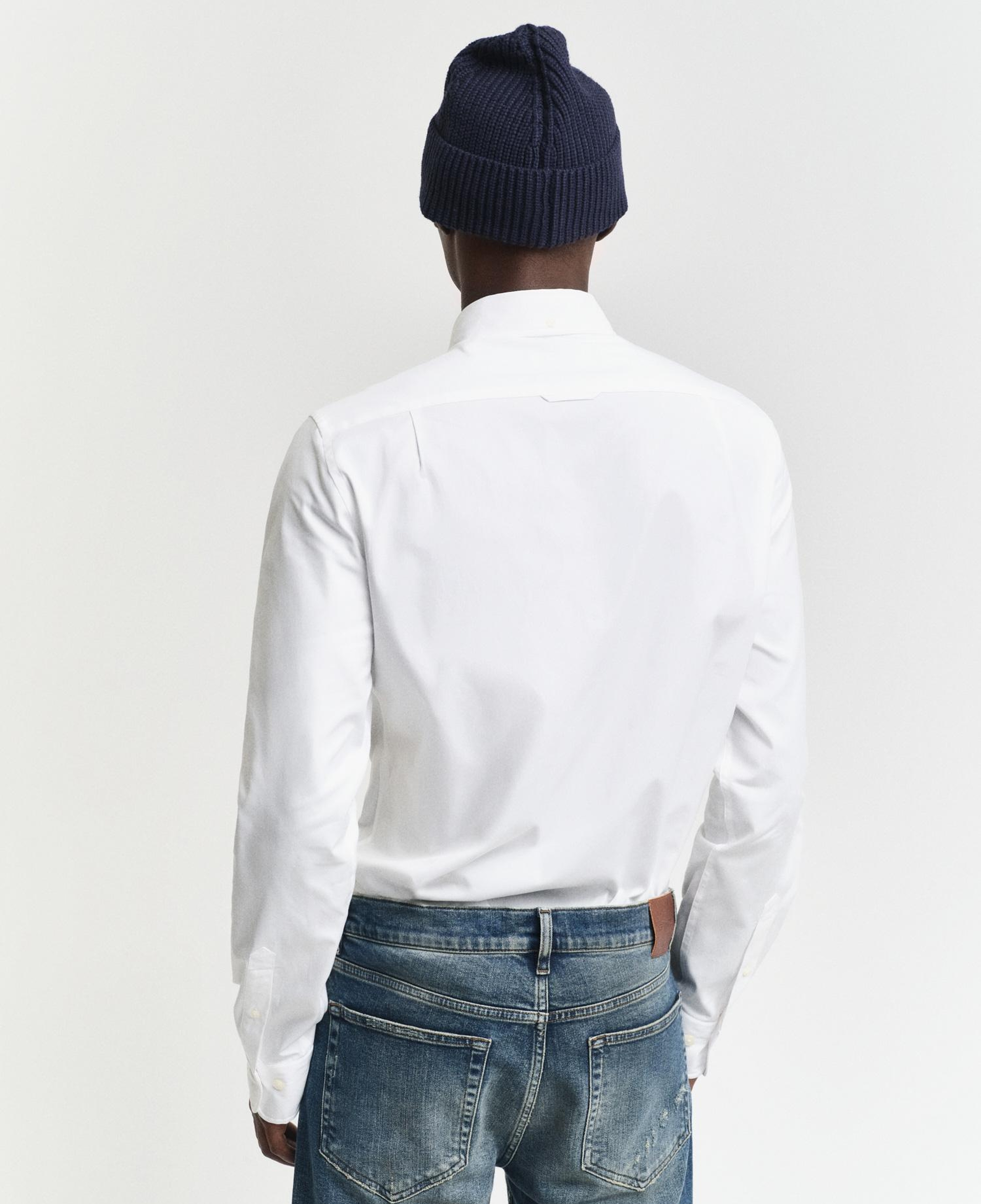 GANT Erkek Beyaz Slim Fit Düğmeli Yaka Oxford Gömlek