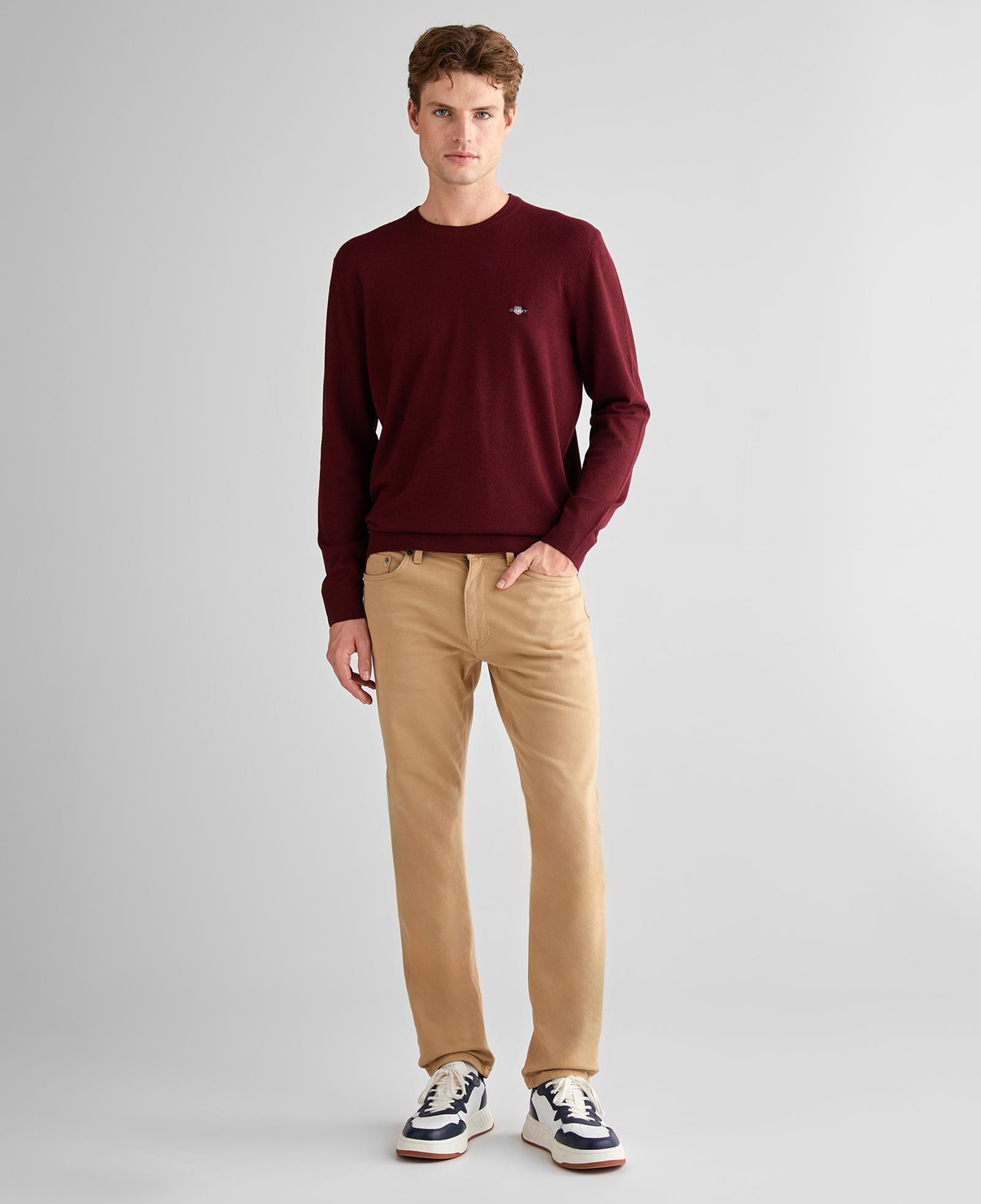 GANT Erkek Bordo Standart Fit Bisiklet Yaka Triko