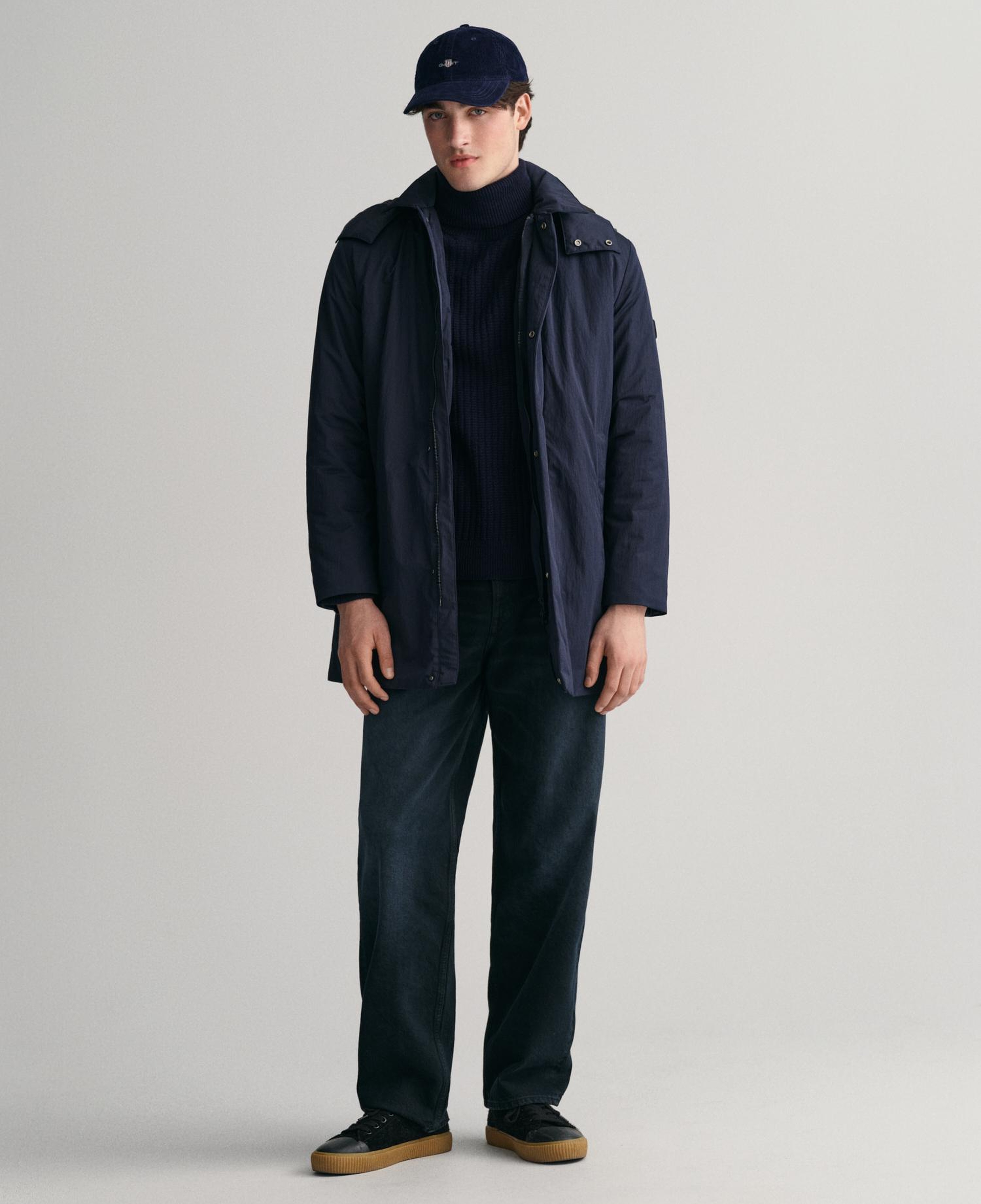 GANT Erkek Lacivert Kapüşonlu Mont