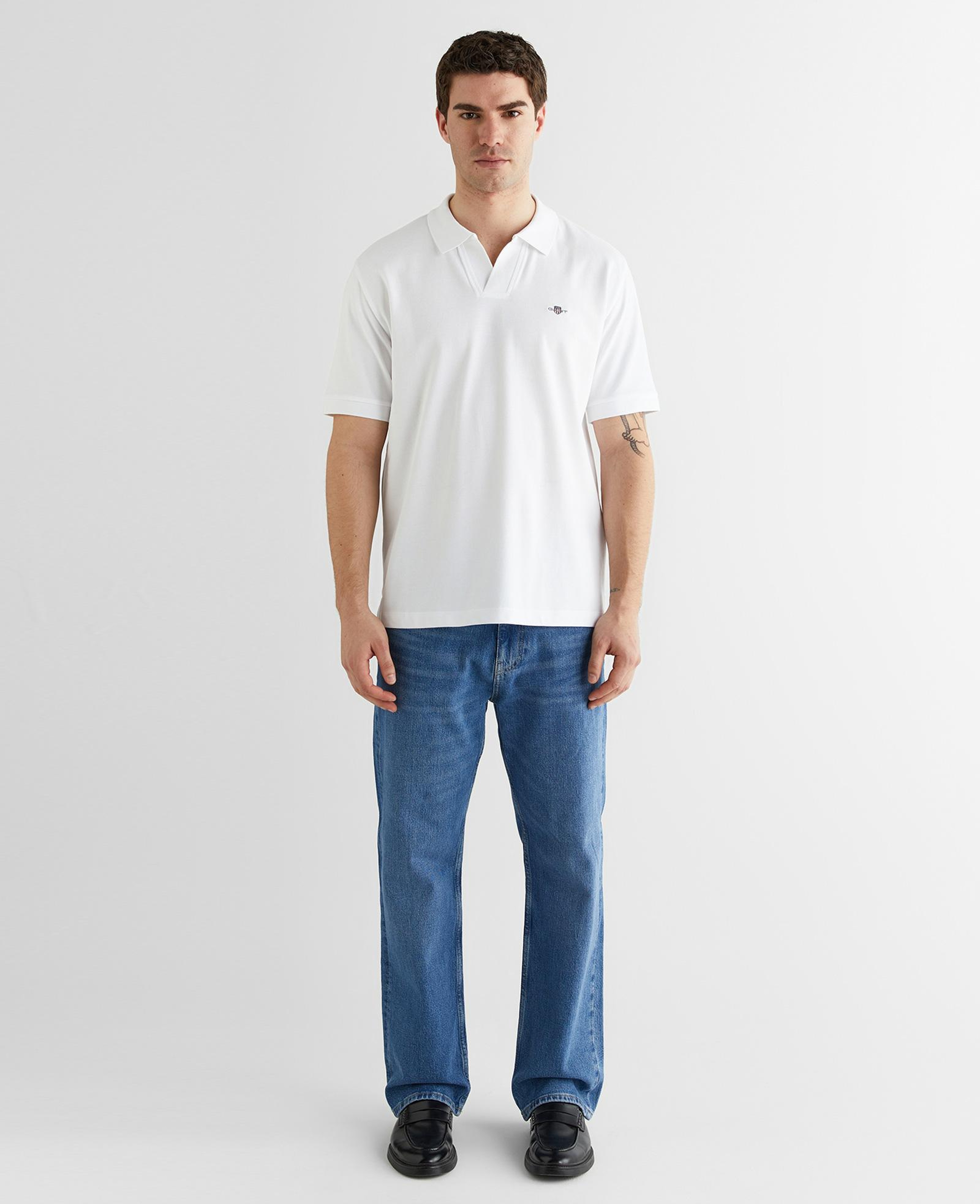 GANT Erkek Beyaz Regular Fit Logolu Polo Yaka T-Shirt