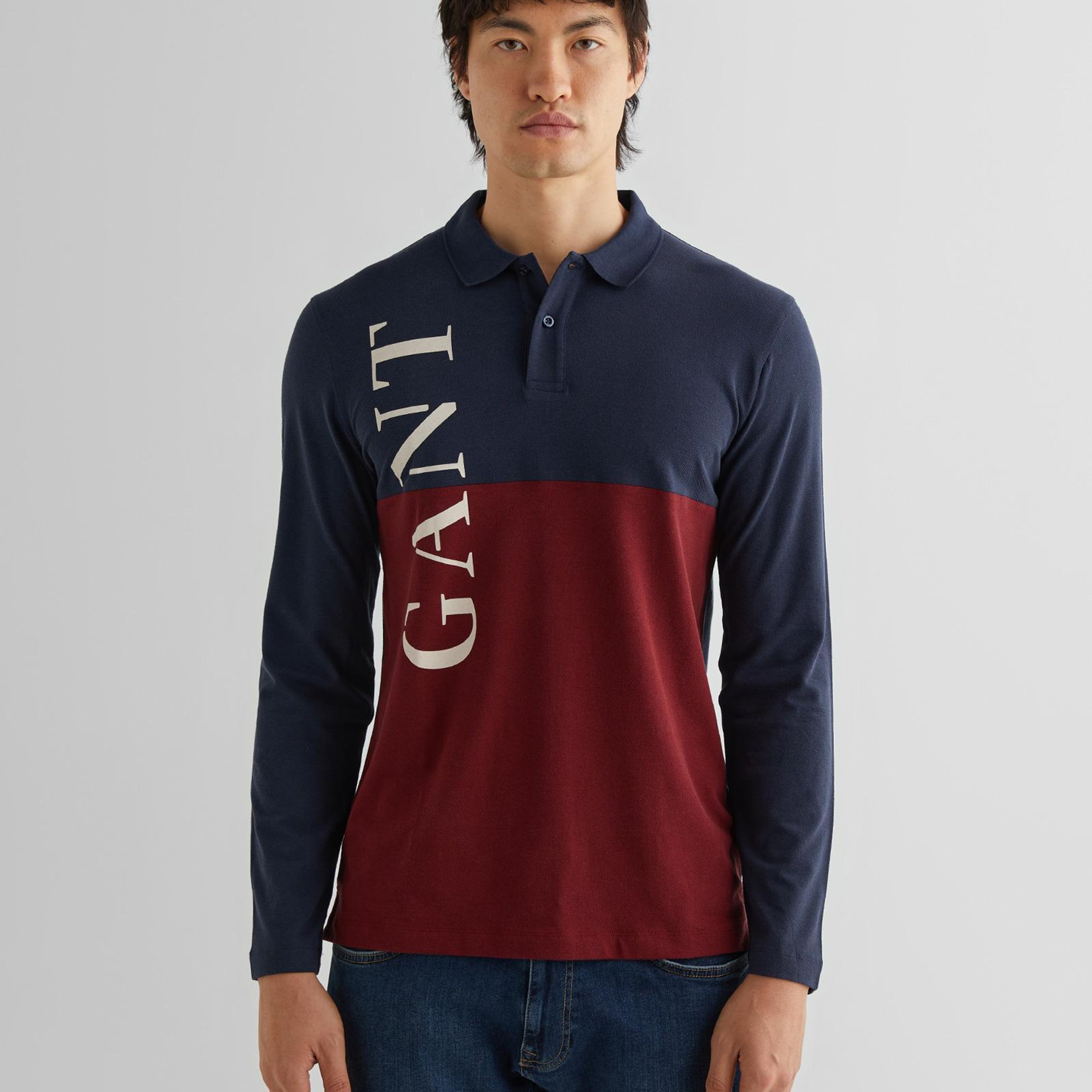 GANT Erkek Lacivert Regular Fit Renk Bloklu Logolu Polo