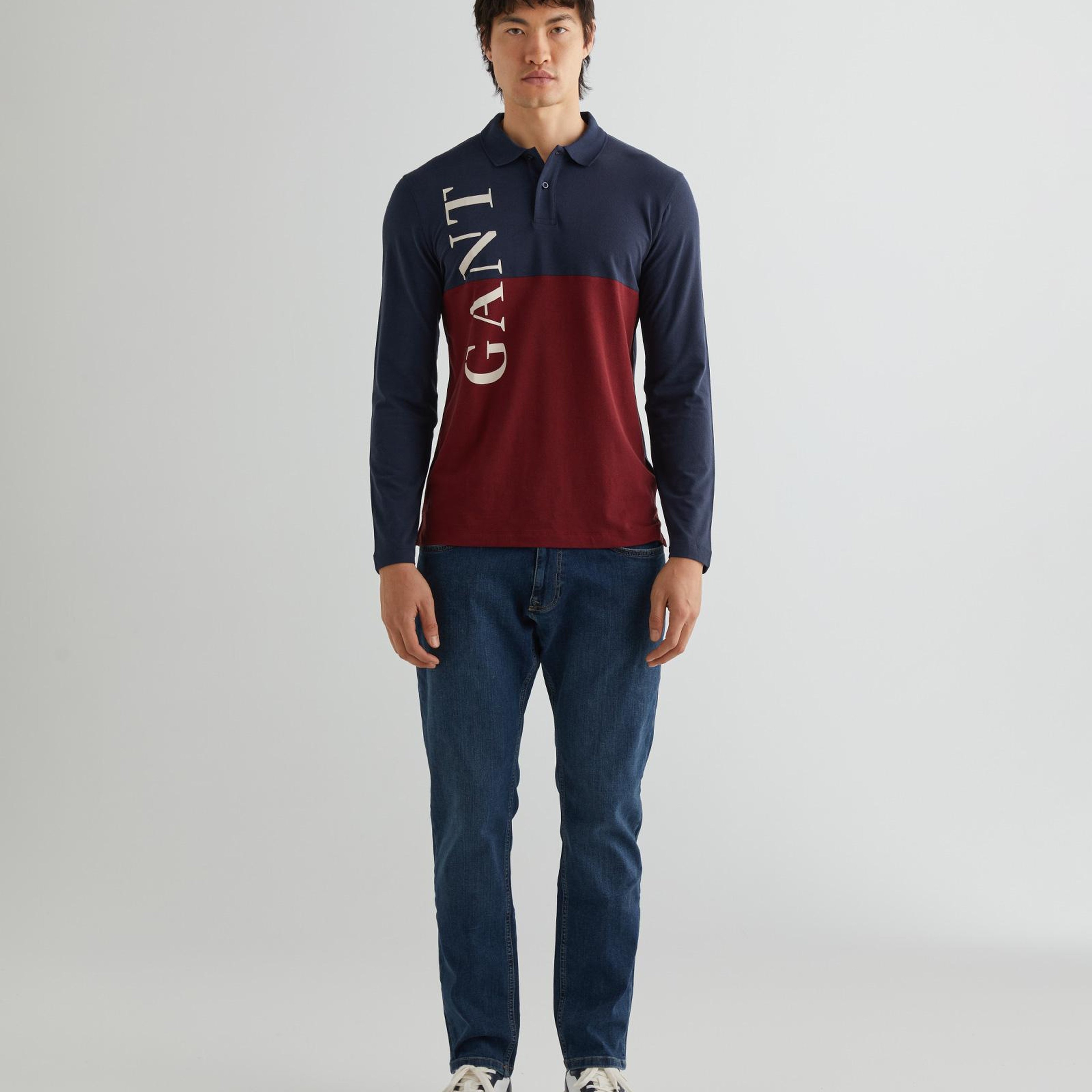 GANT Erkek Lacivert Regular Fit Renk Bloklu Logolu Polo