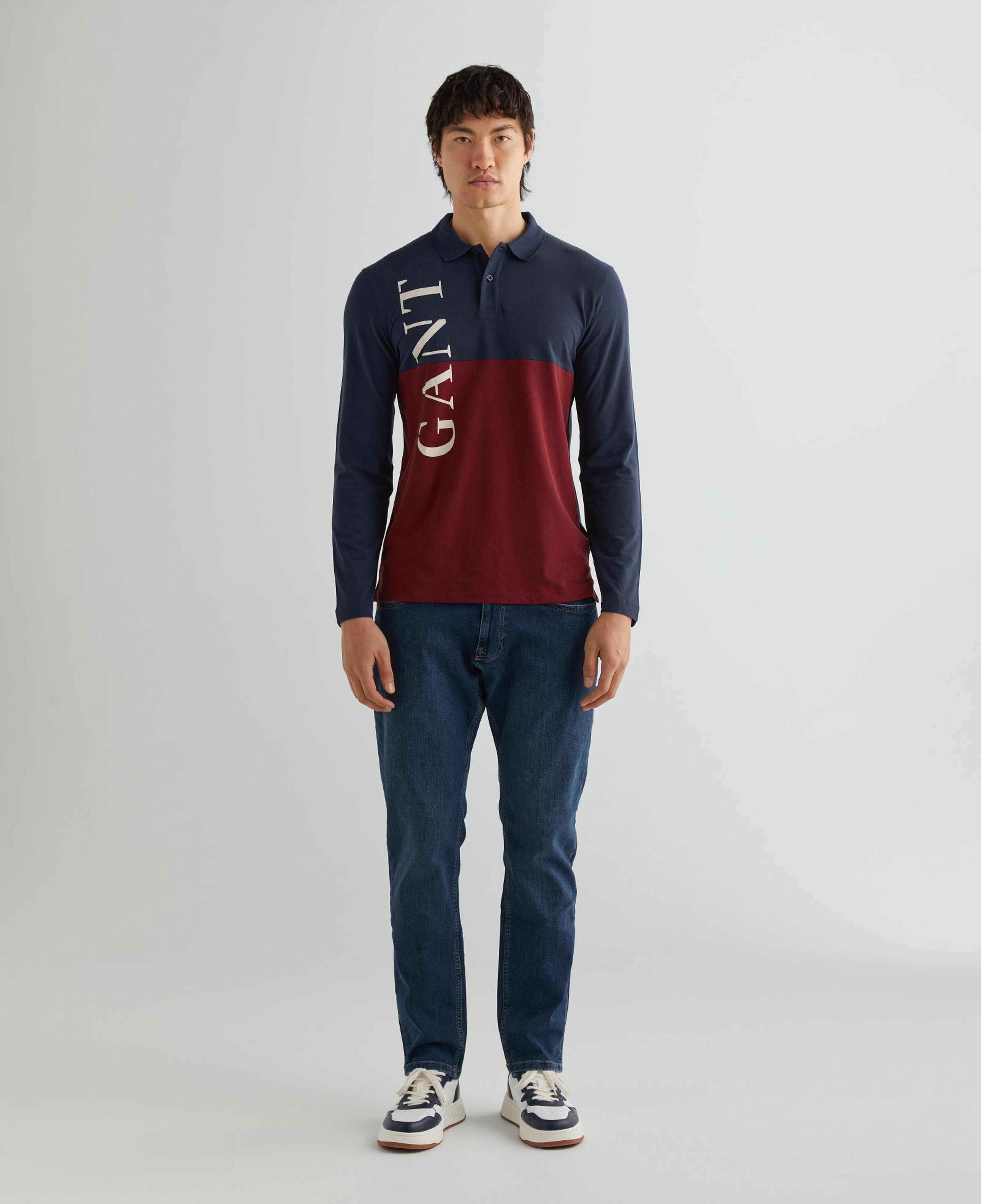 GANT Erkek Lacivert Regular Fit Renk Bloklu Logolu Polo