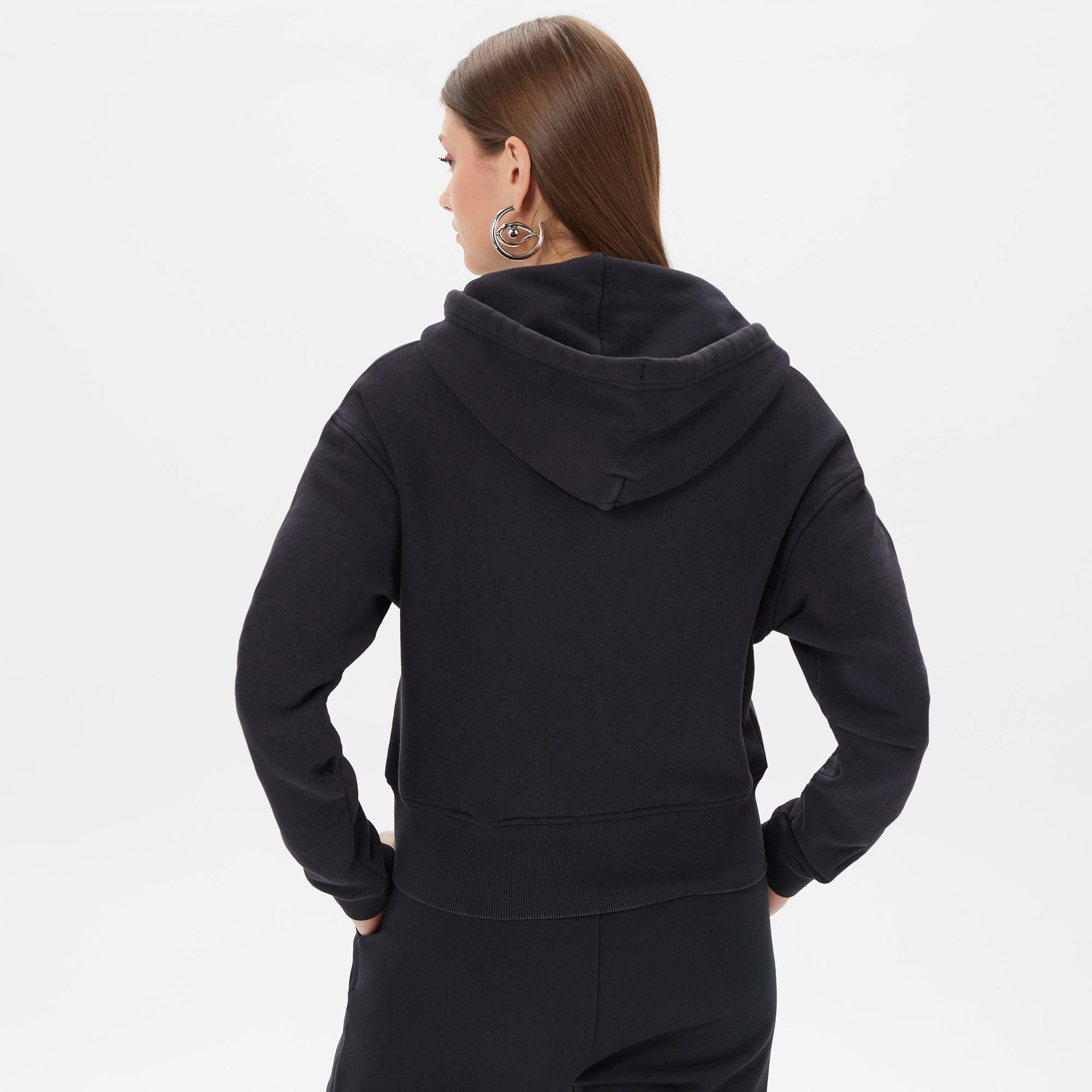 Tommy Hilfiger  Crop Grunge Kadın Siyah Hoodie