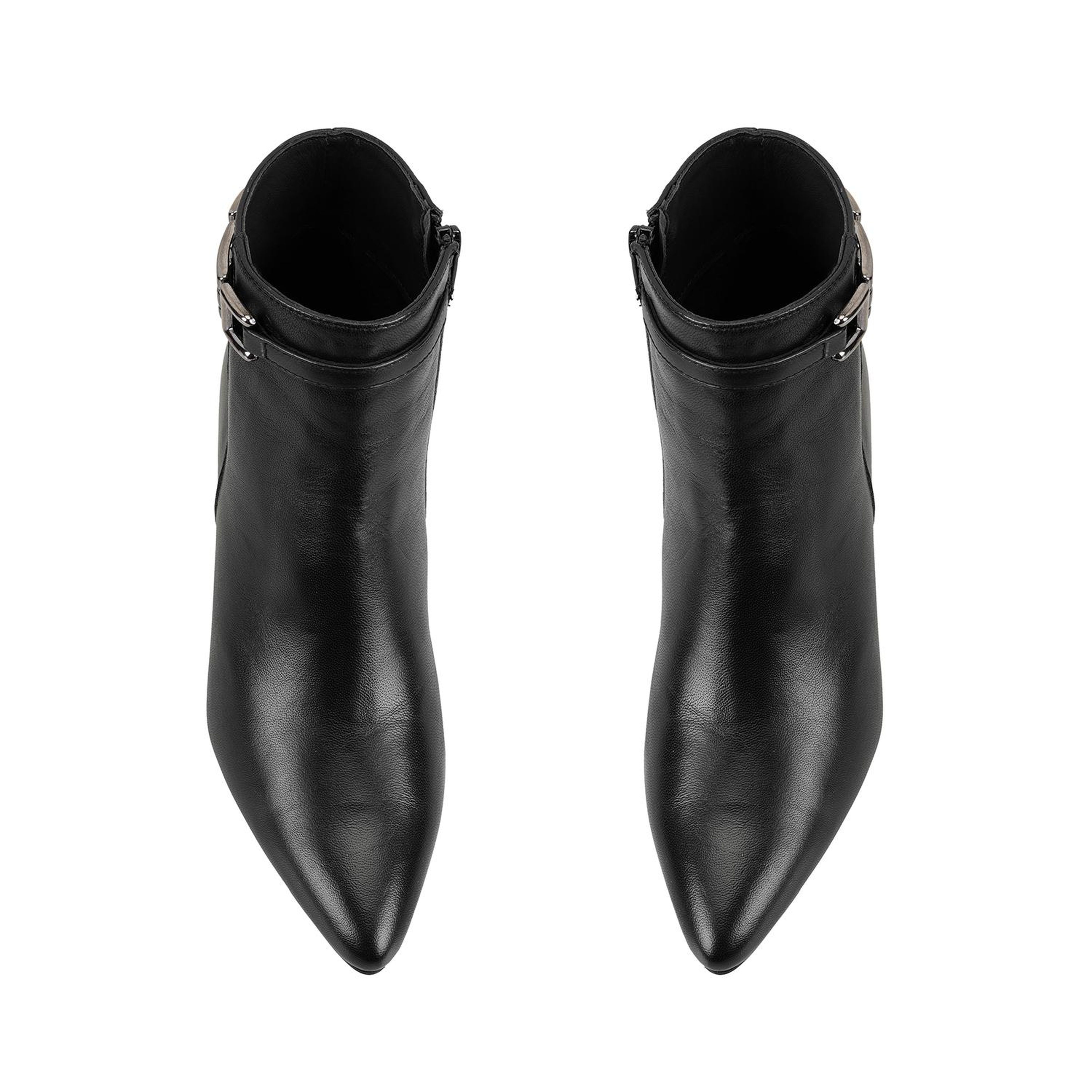 Siyah Kadın DesaComfort Toka Aksesuarlı Topuklu Deri Bot