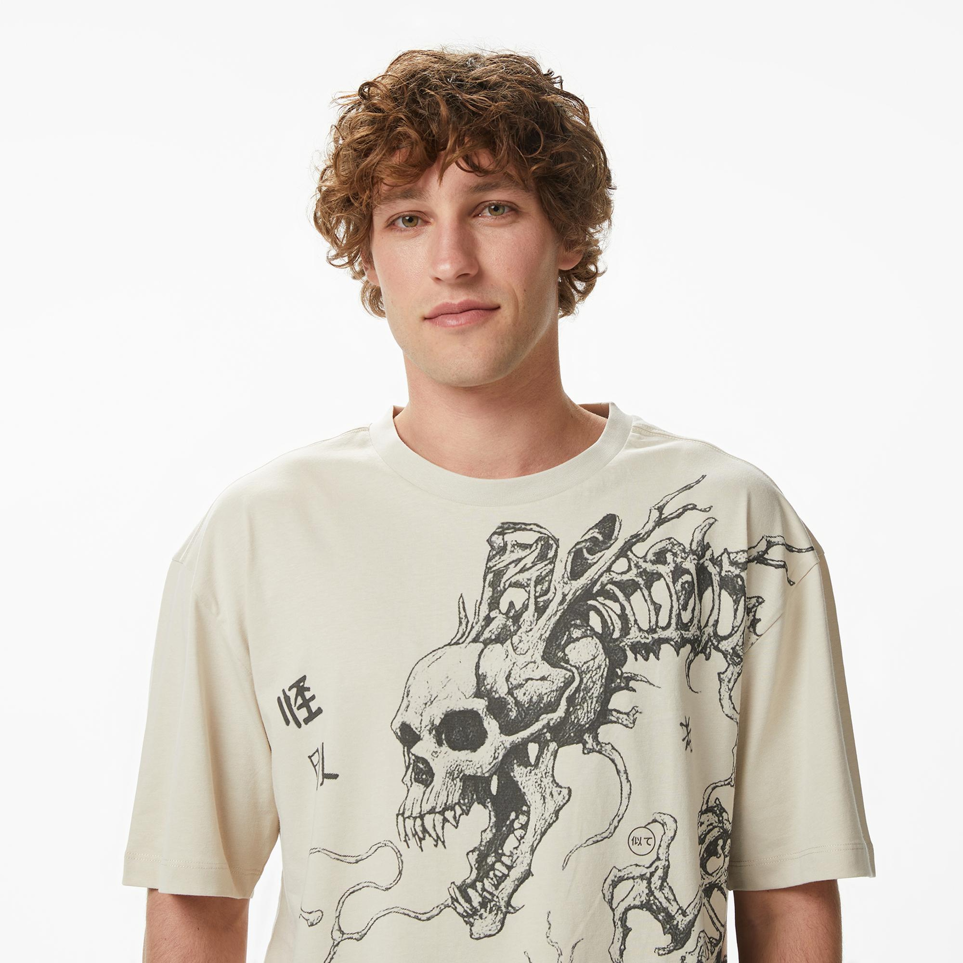 UNITED4 Regular Fit Erkek Krem T-Shirt