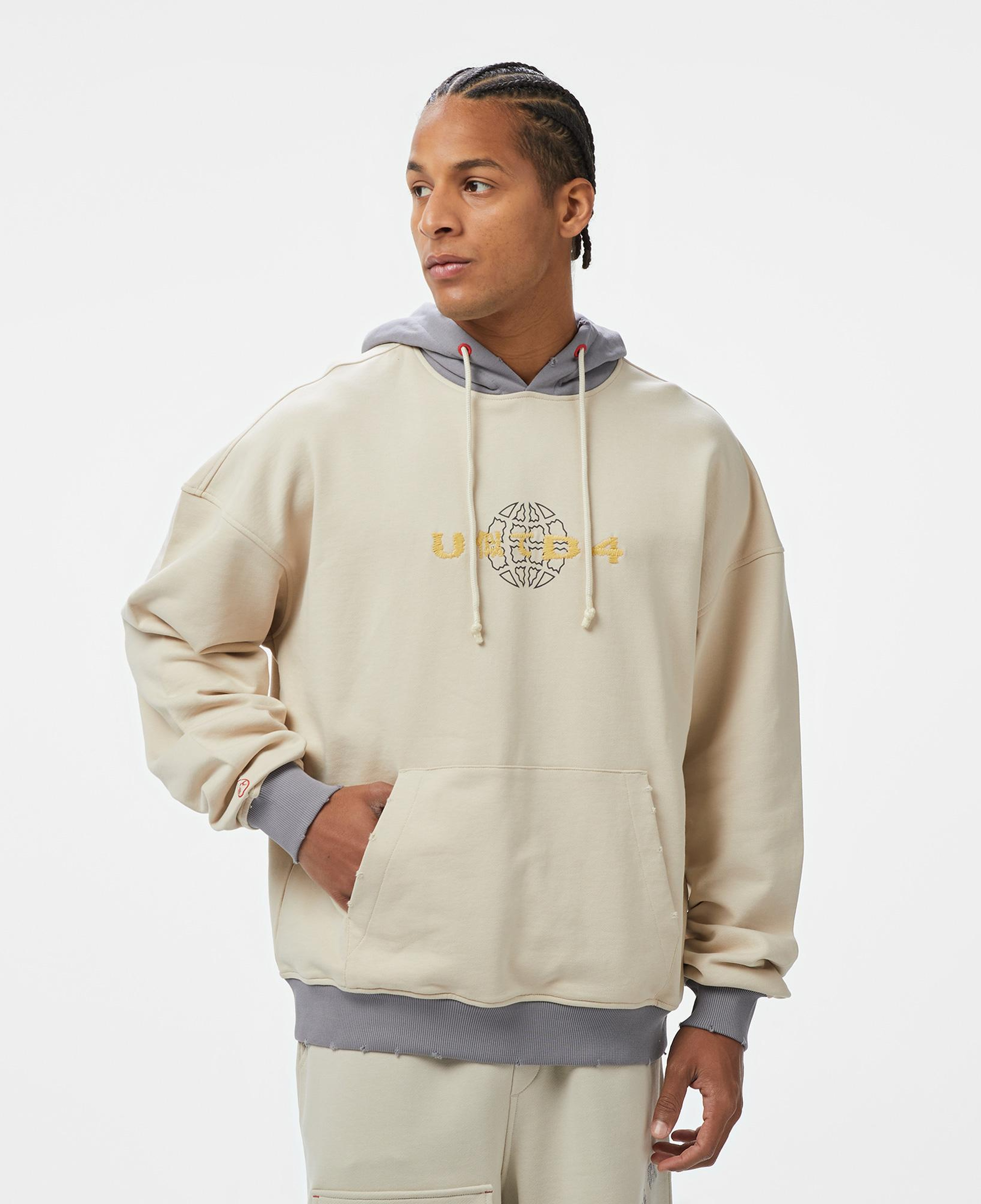 UNITED4 Zaki Erkek Krem Hoodie