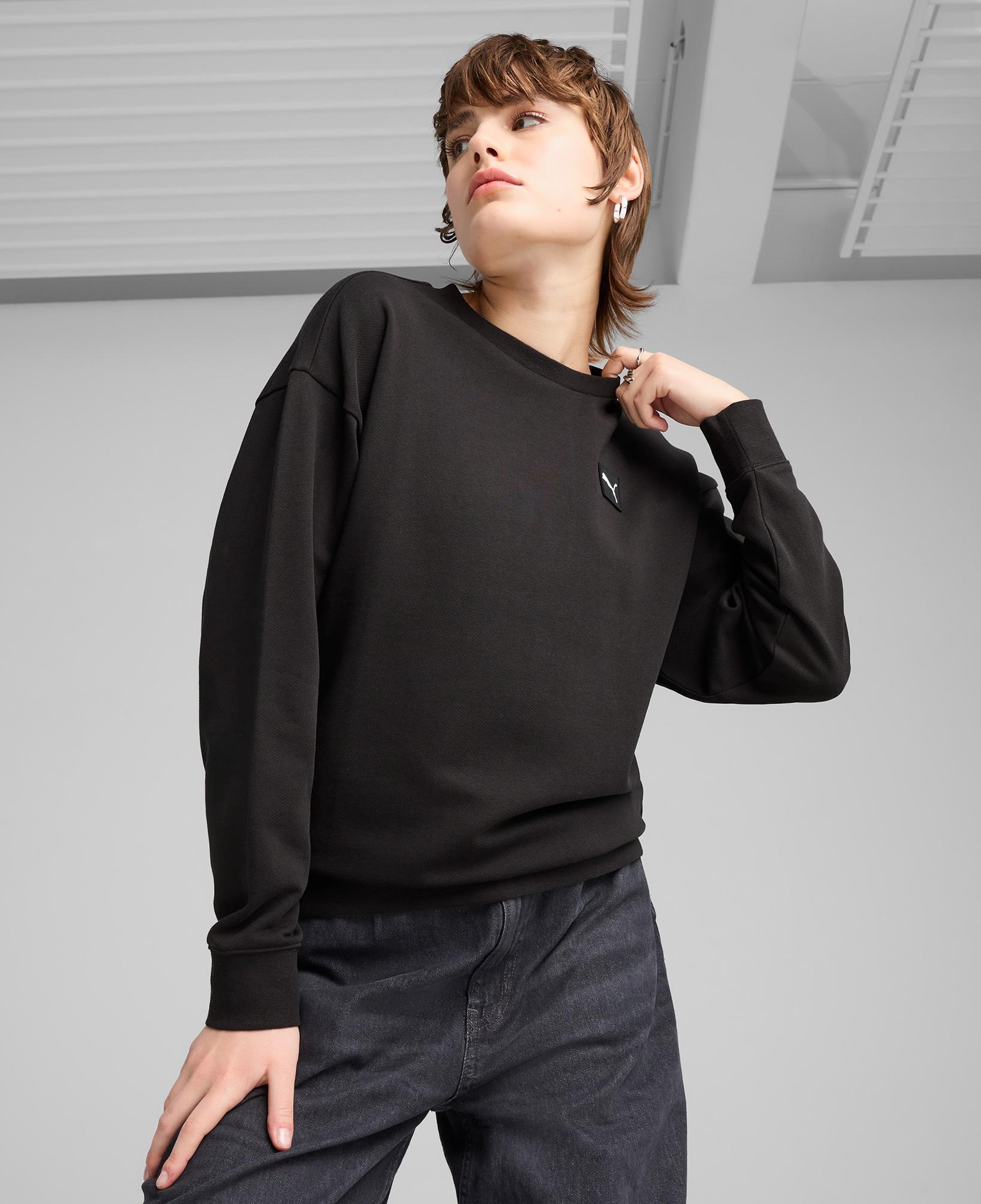 Puma Elevated Essentials Comfort Crew Kadın Siyah Sweatshirt