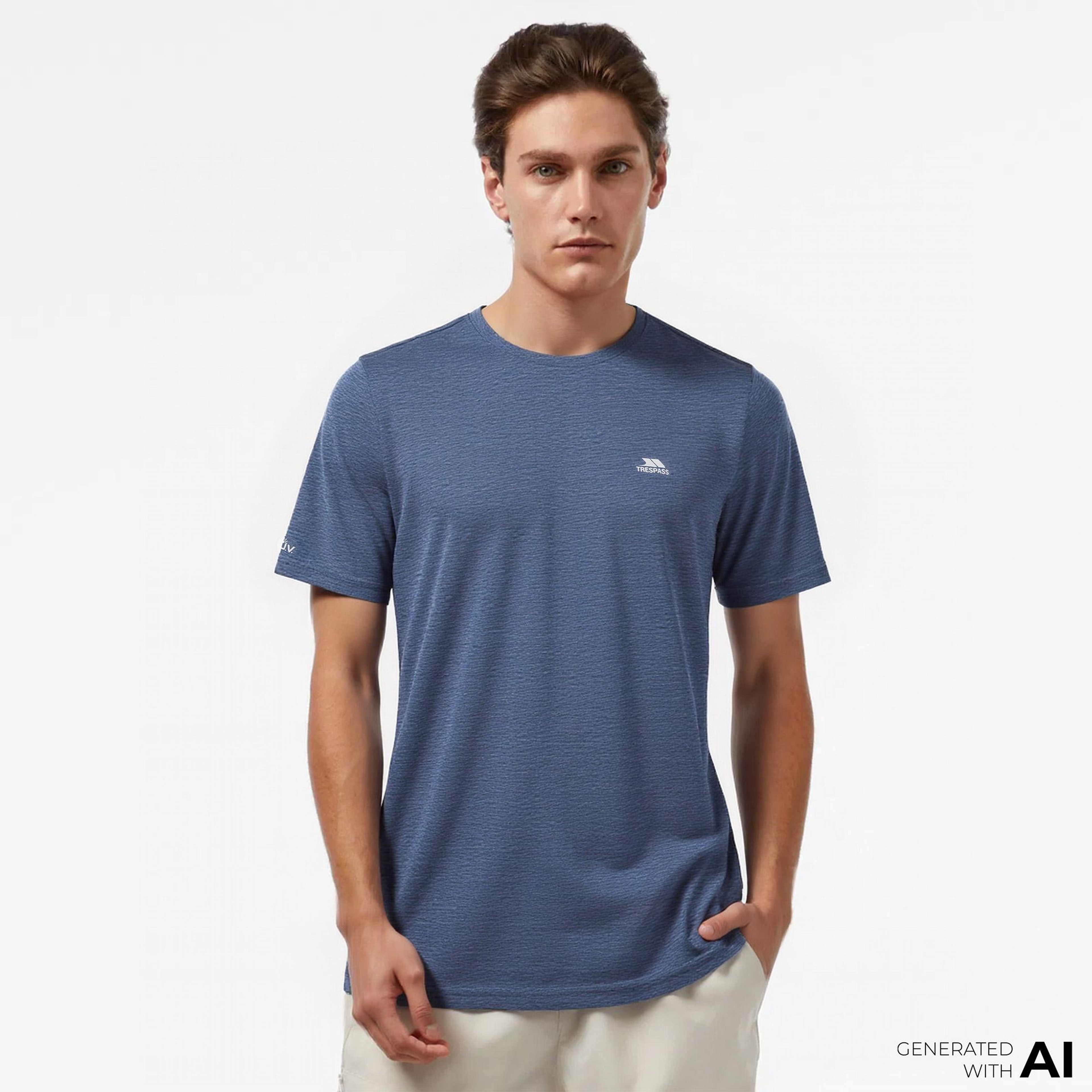 Trespass Raeran Technical Erkek Mavi Günlük T-Shirt