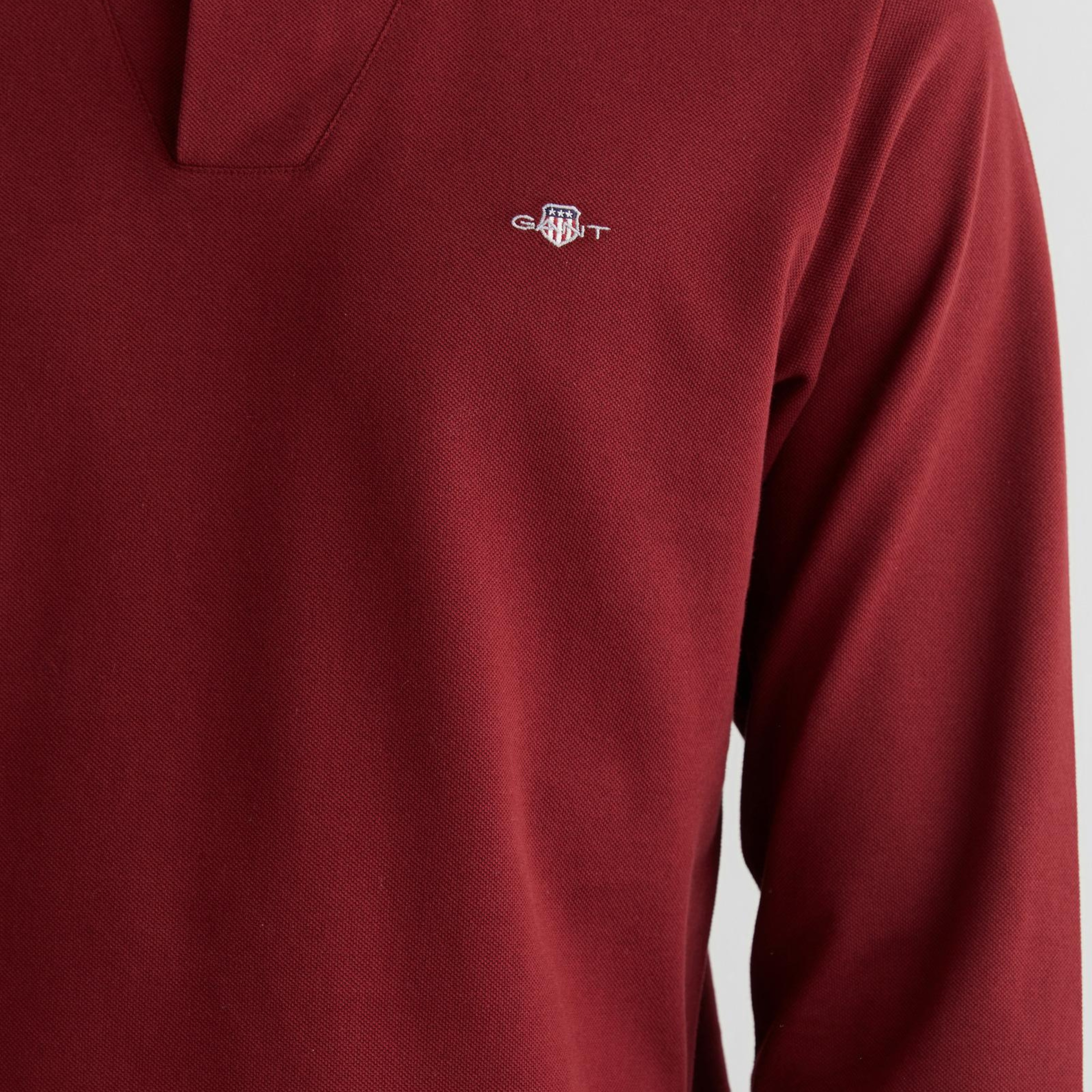 GANT Erkek Bordo Slim Fit V Yaka Polo