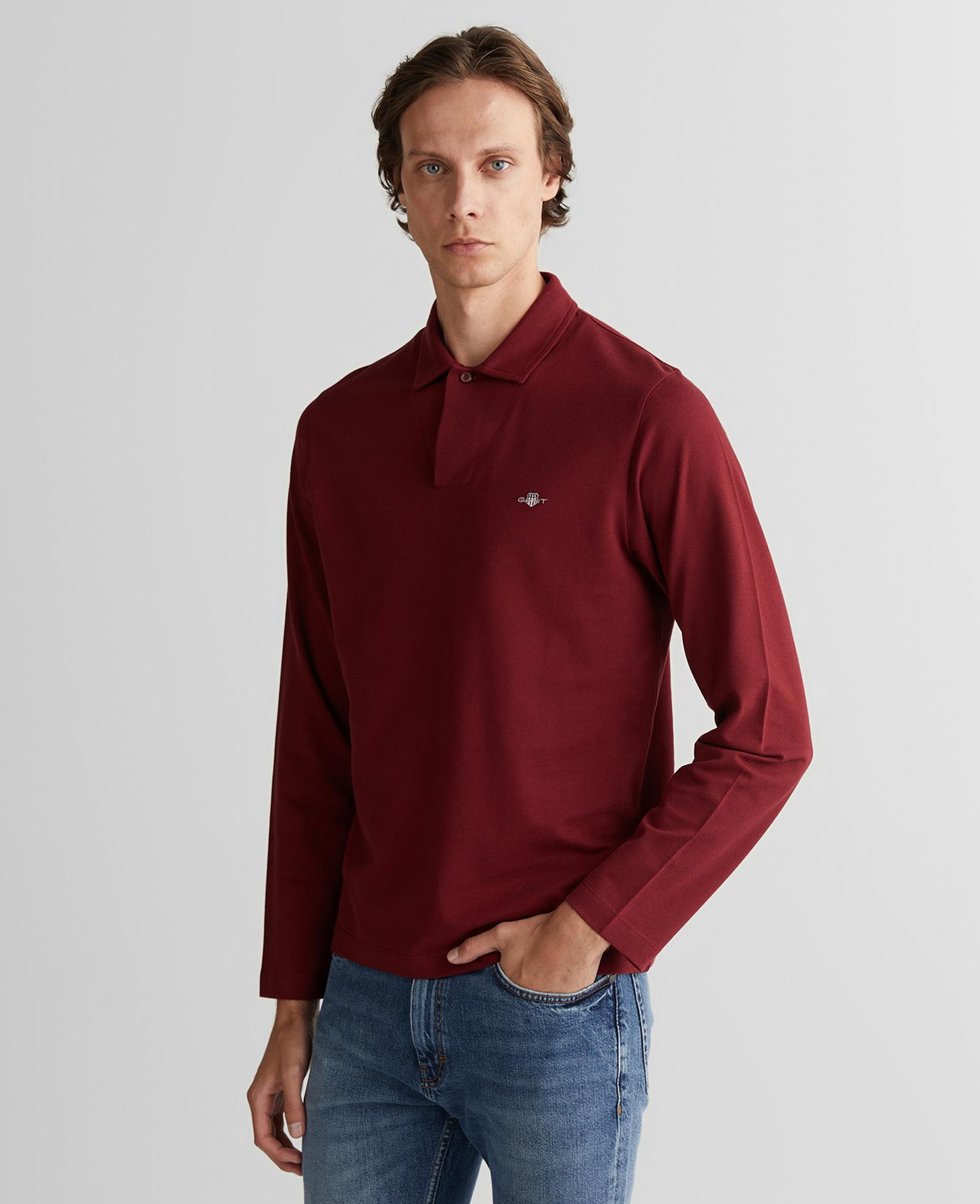 GANT Erkek Bordo Slim Fit V Yaka Polo