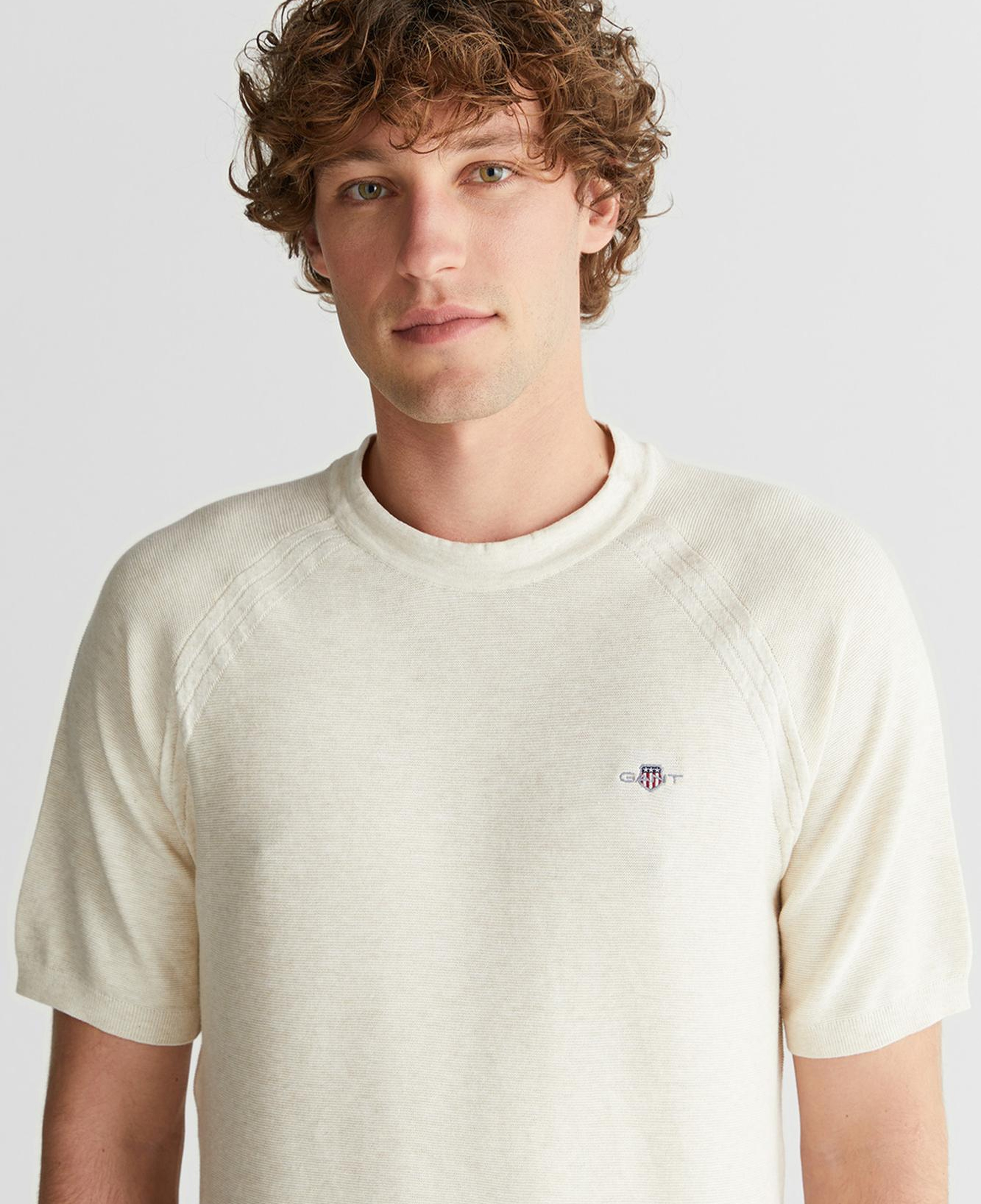 GANT Erkek Bej Regular Fit Bisiklet Yaka Logolu Kazak