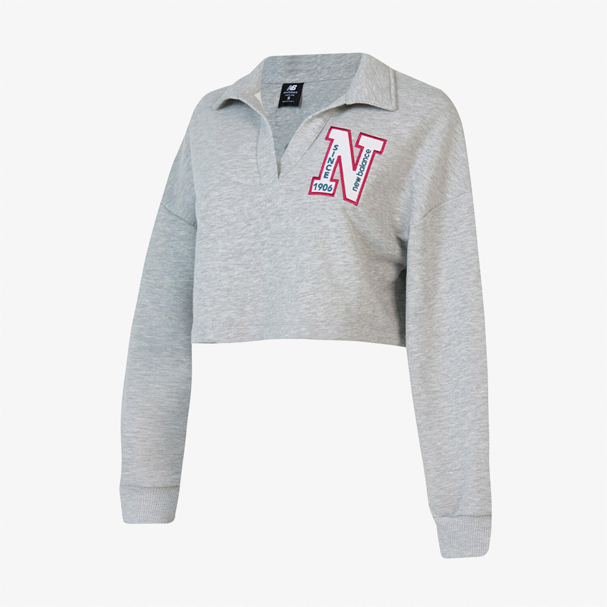 New Balance WNC1619 Lifestyle Kadın Gri Sweatshirt