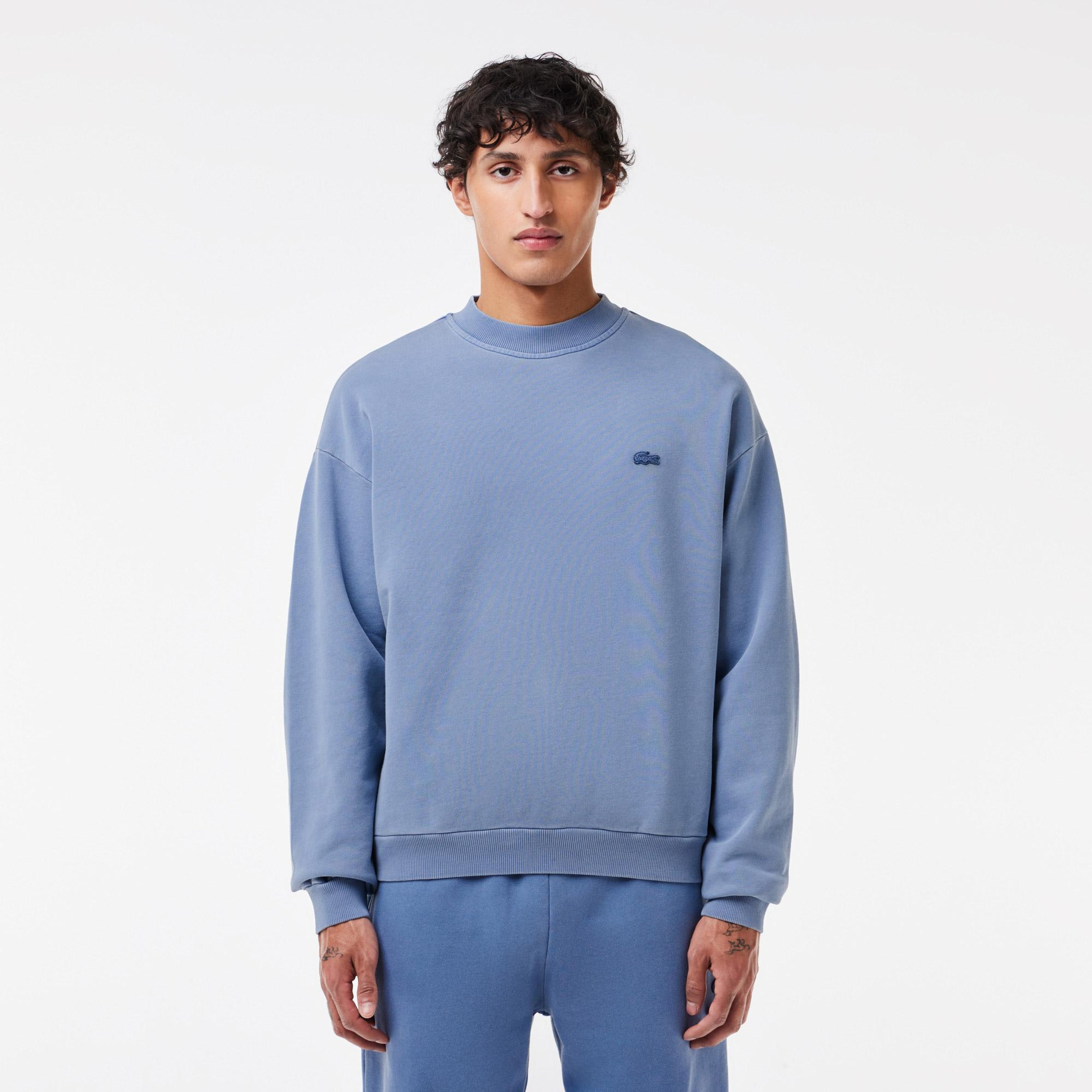 Erkek Loose Fit Bisiklet Yaka Mavi Sweatshirt