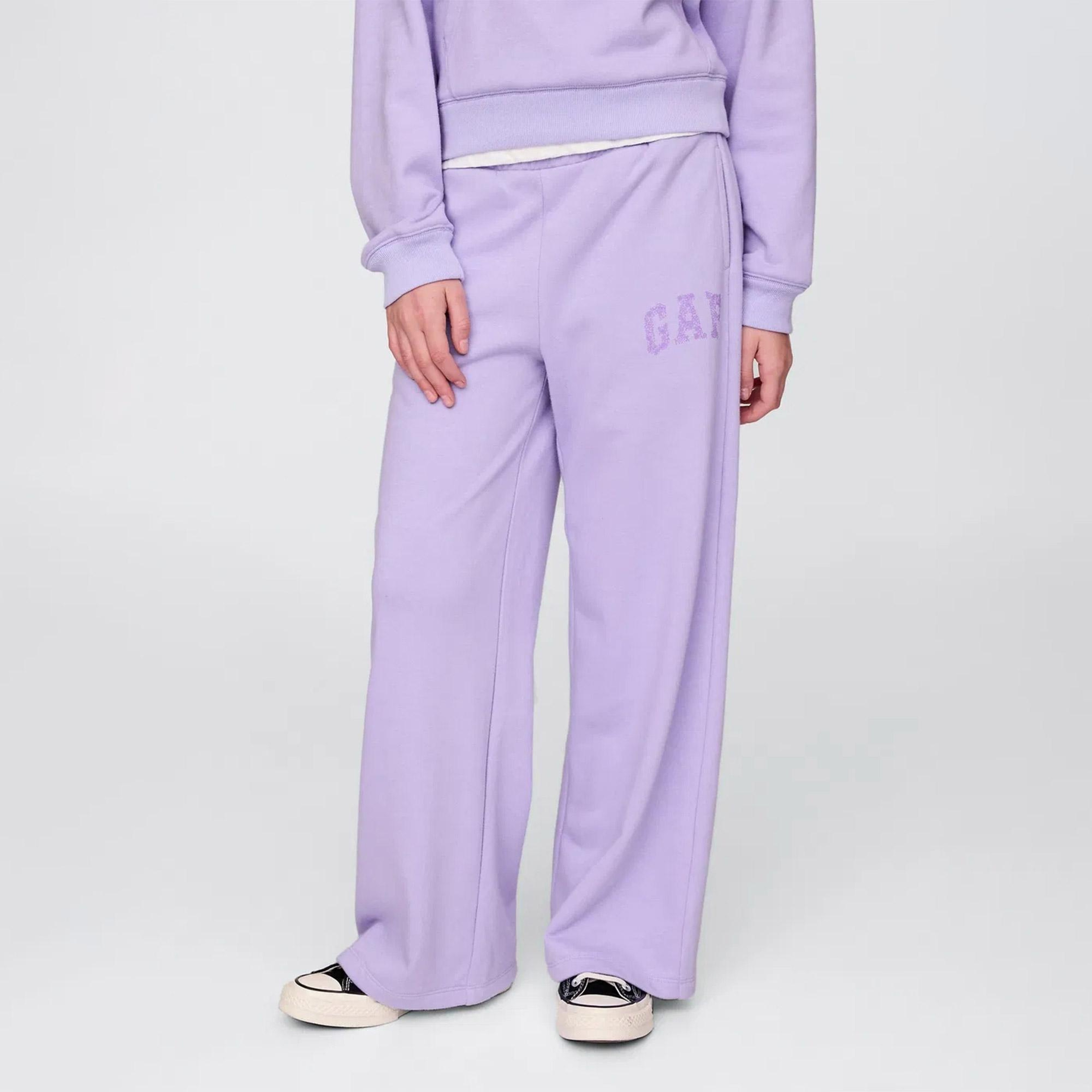 Gap Relaxed Fit Wide Leg Çocuk Mor Eşofman Altı