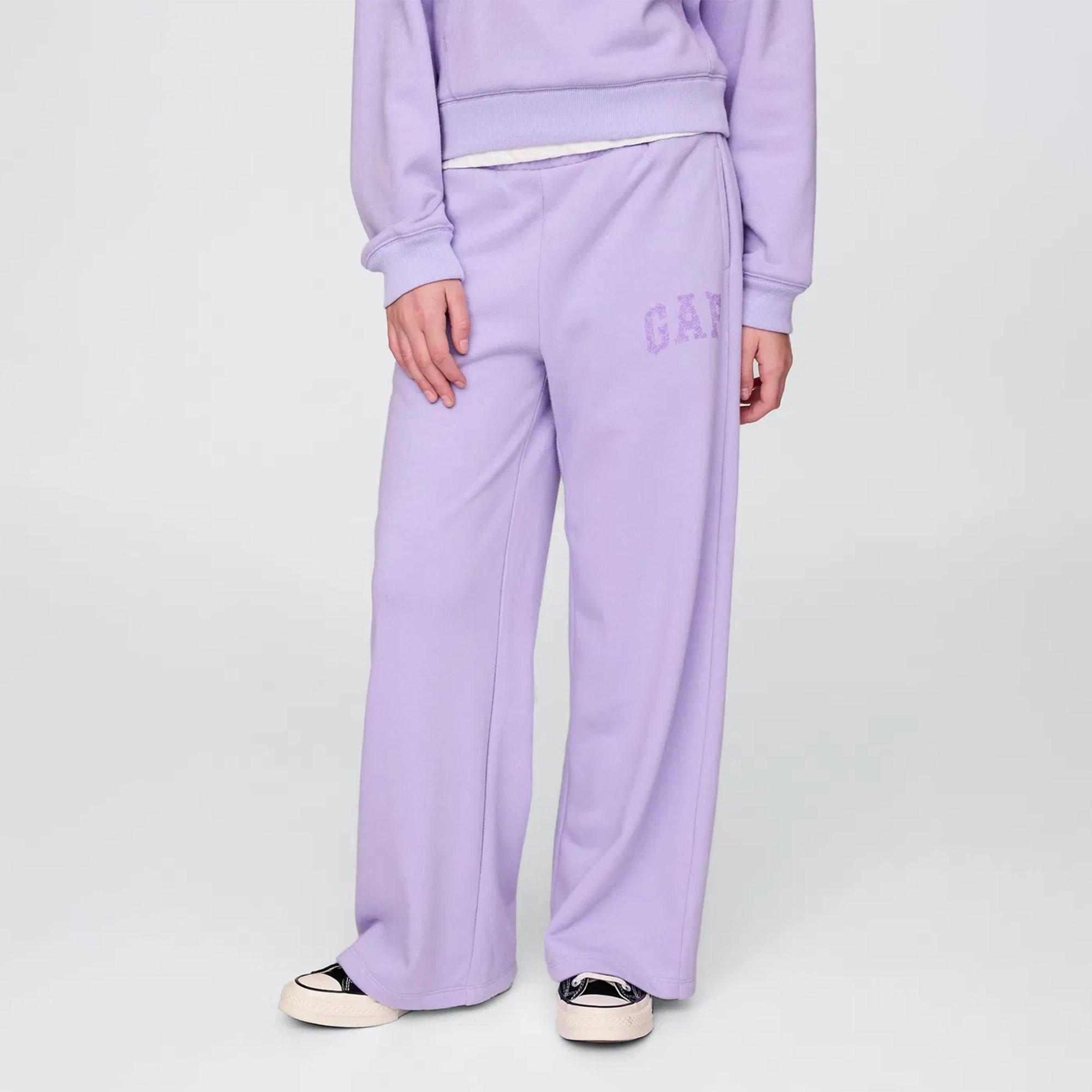 Gap Relaxed Fit Wide Leg Çocuk Mor Eşofman Altı