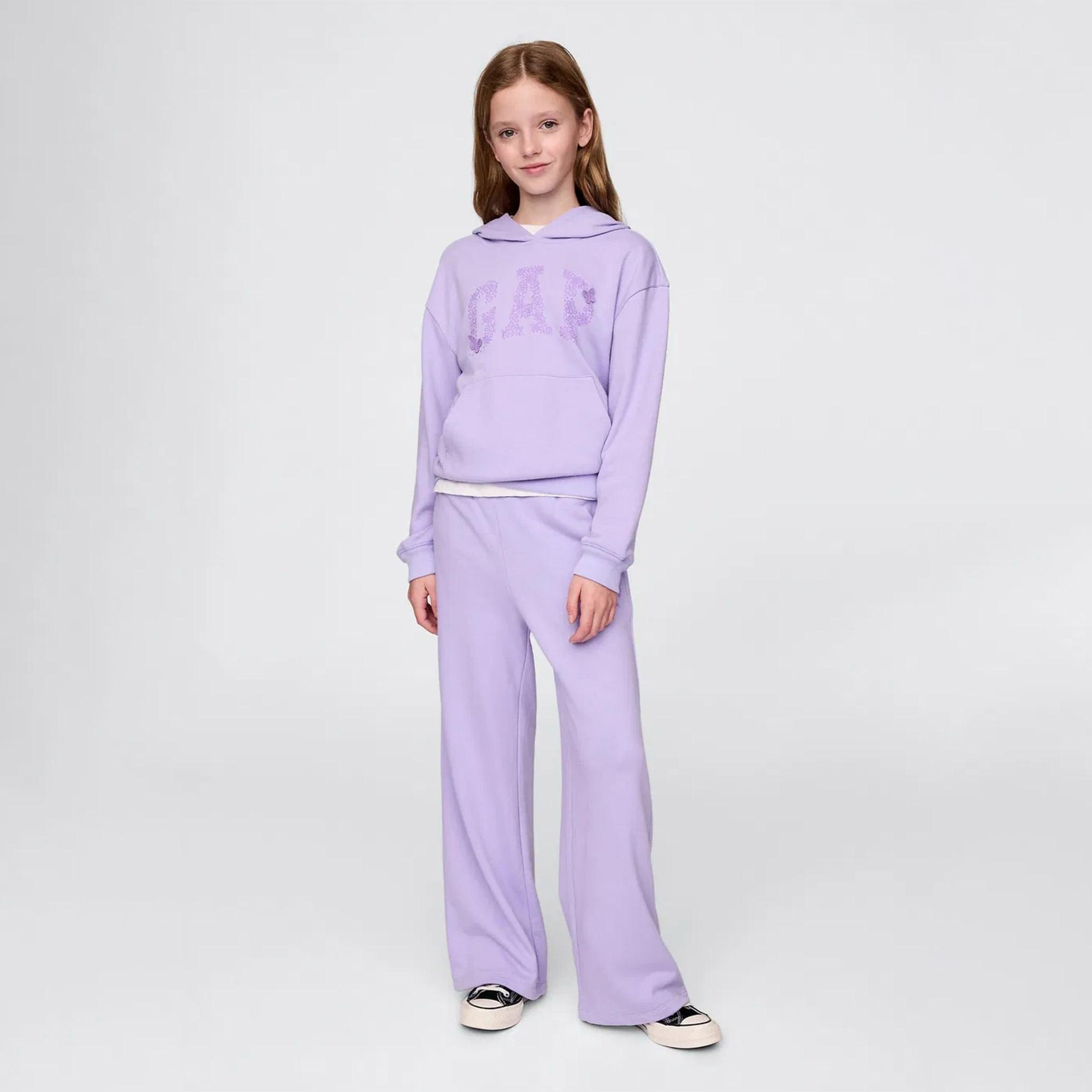 Gap Relaxed Fit Wide Leg Çocuk Mor Eşofman Altı