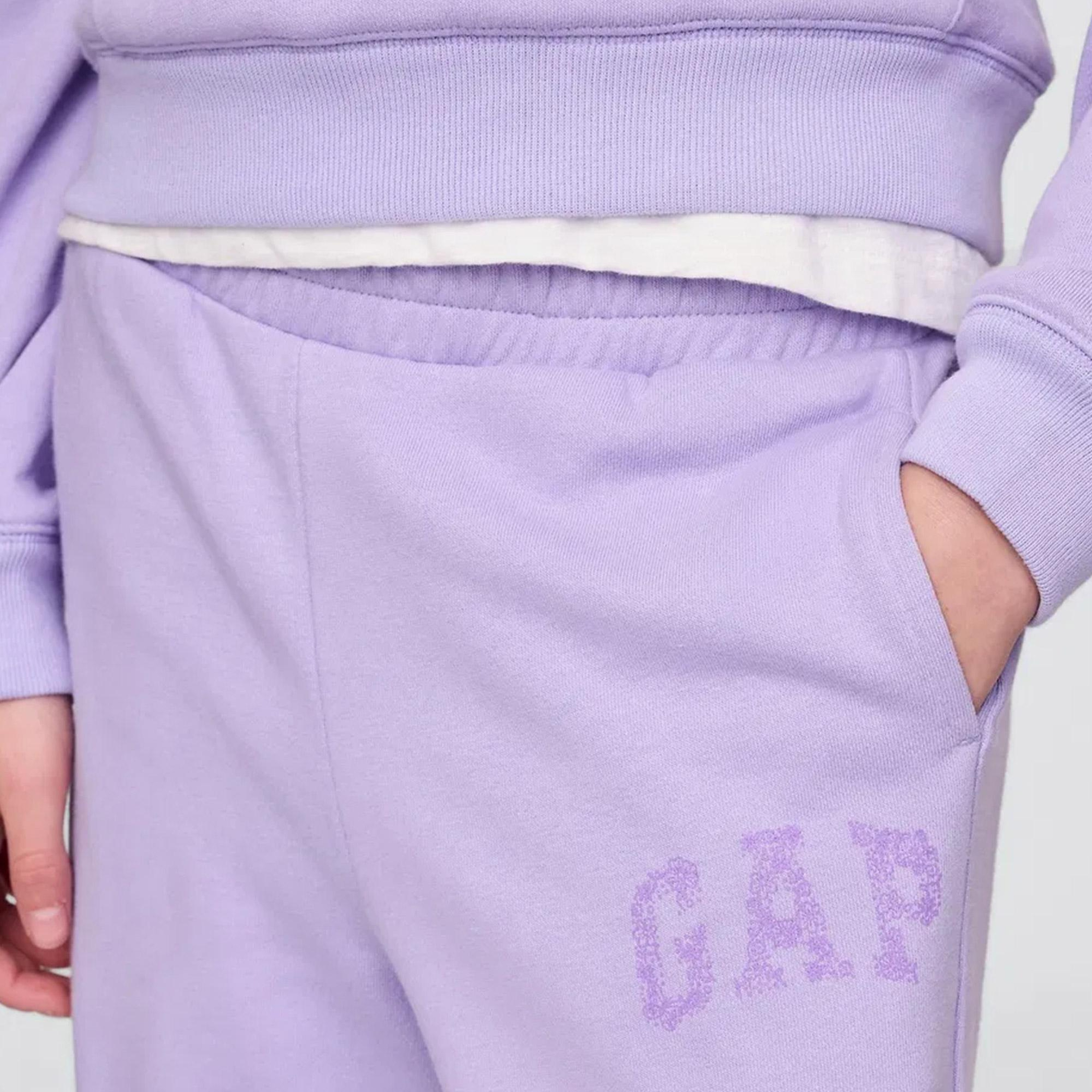 Gap Relaxed Fit Wide Leg Çocuk Mor Eşofman Altı