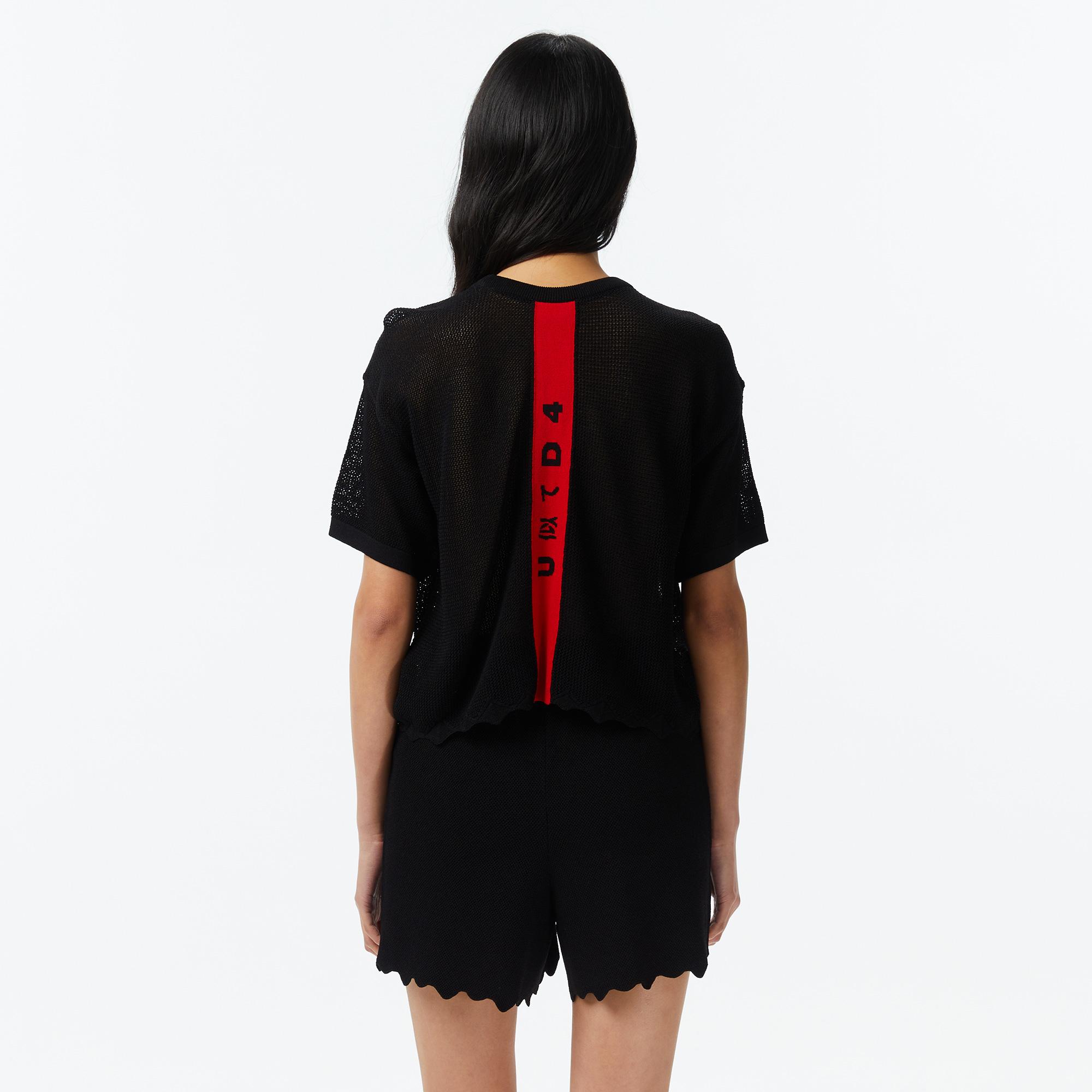 UNITED4 Crop Fit Kadın Siyah Triko