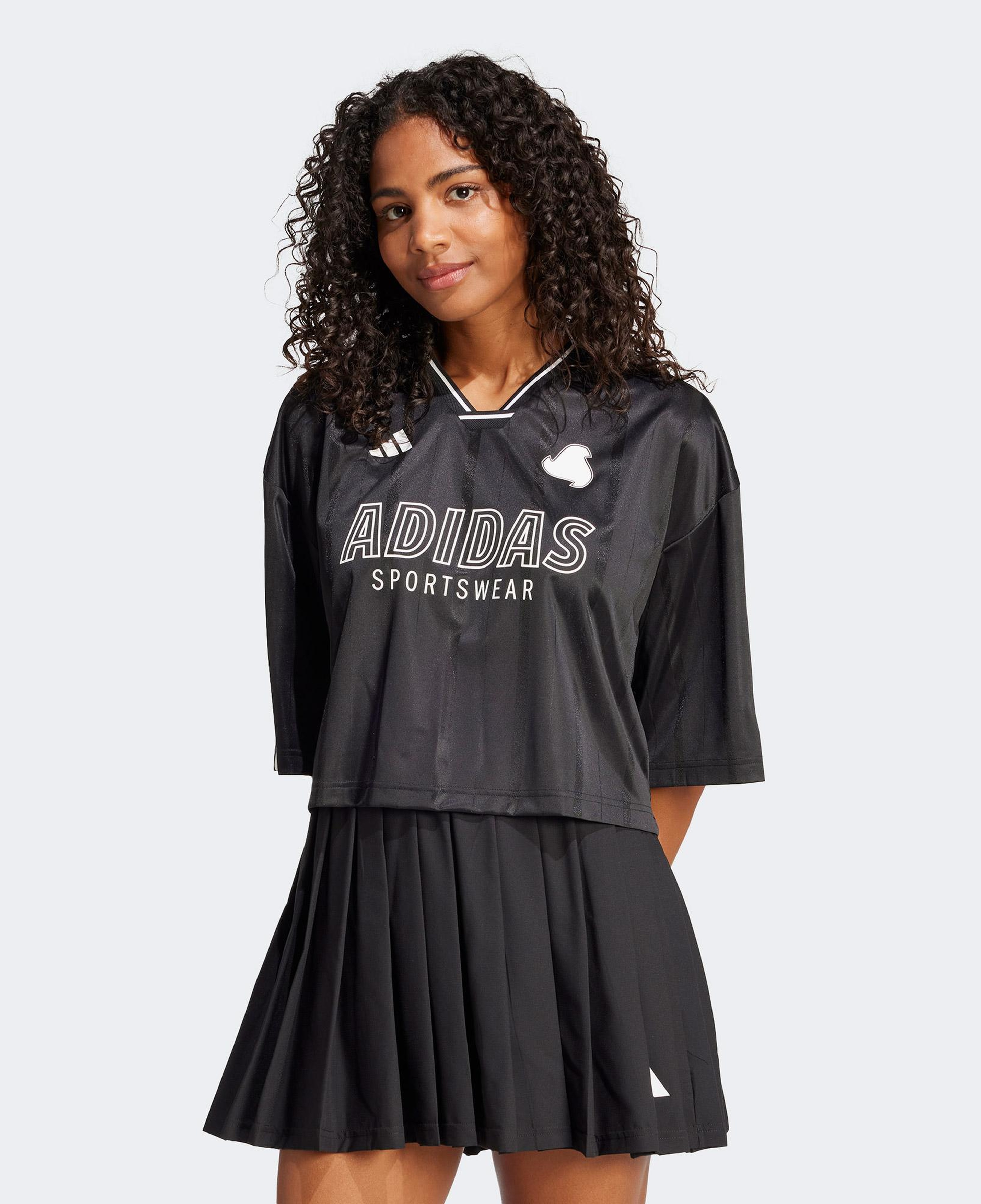 adidas Tiro Cut 3 Stripes Oversized Kadın Siyah T-Shirt