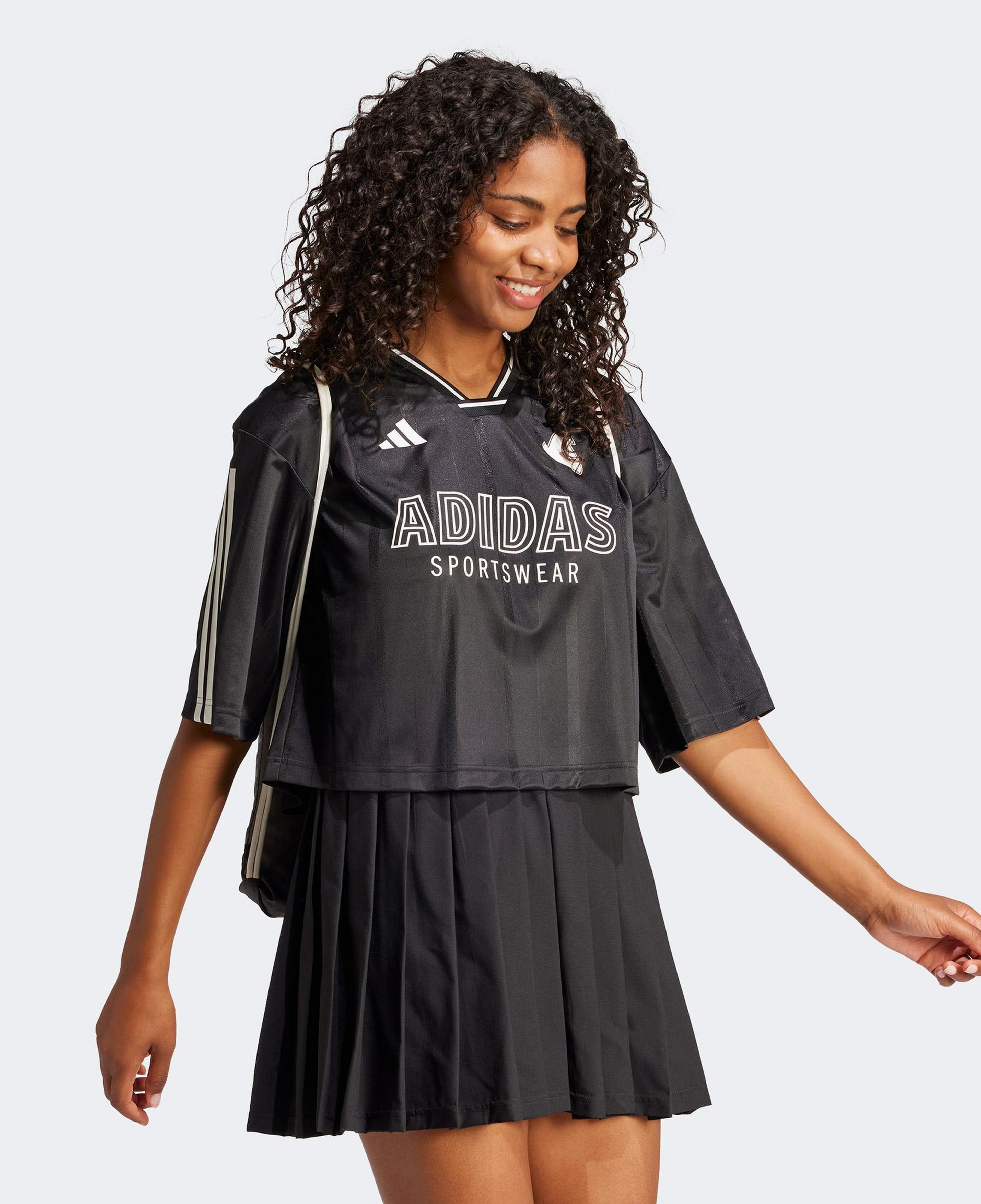 adidas Tiro Cut 3 Stripes Oversized Kadın Siyah T-Shirt