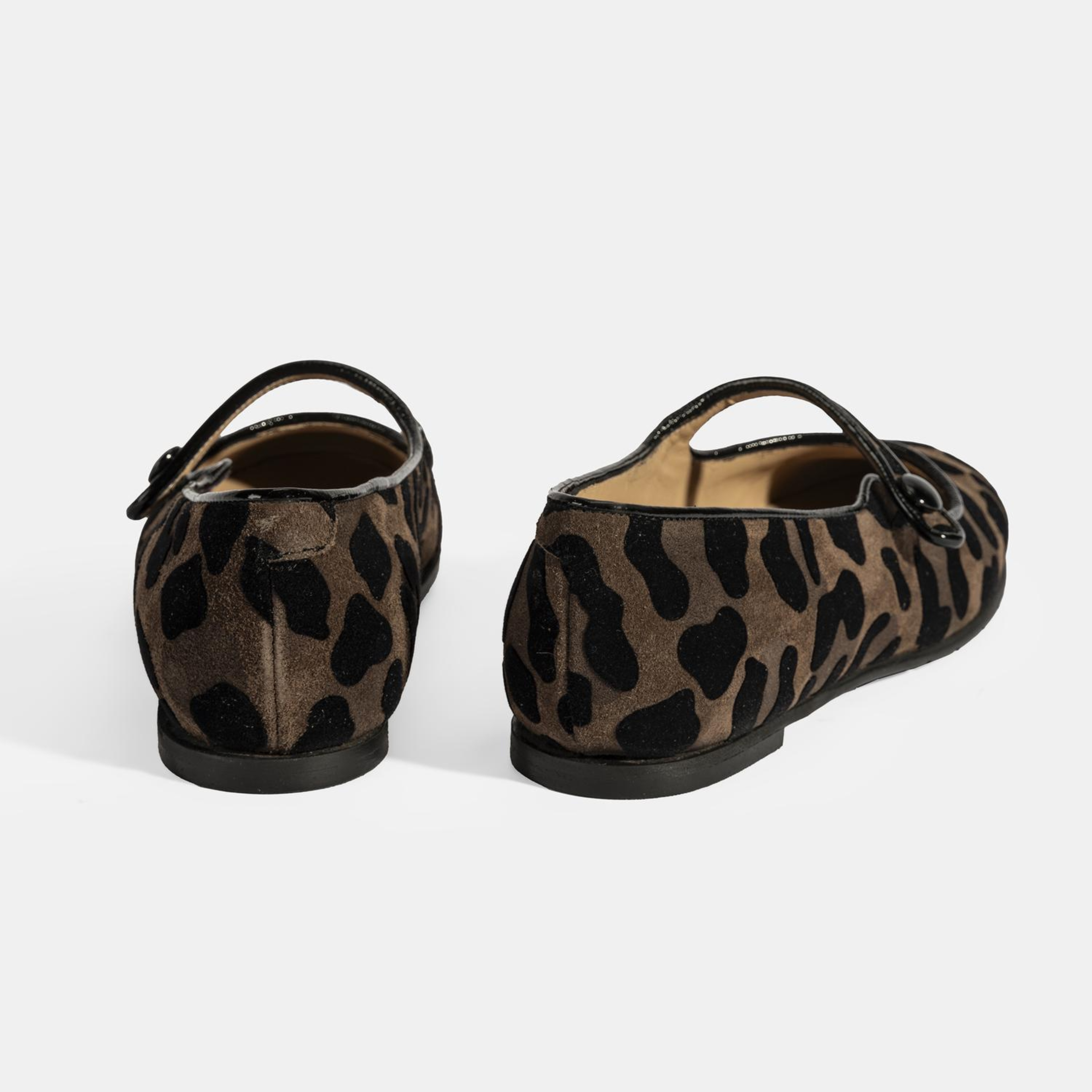 Luca Grossi Kadın Kahve Leopar Mary Jane Süet Babet