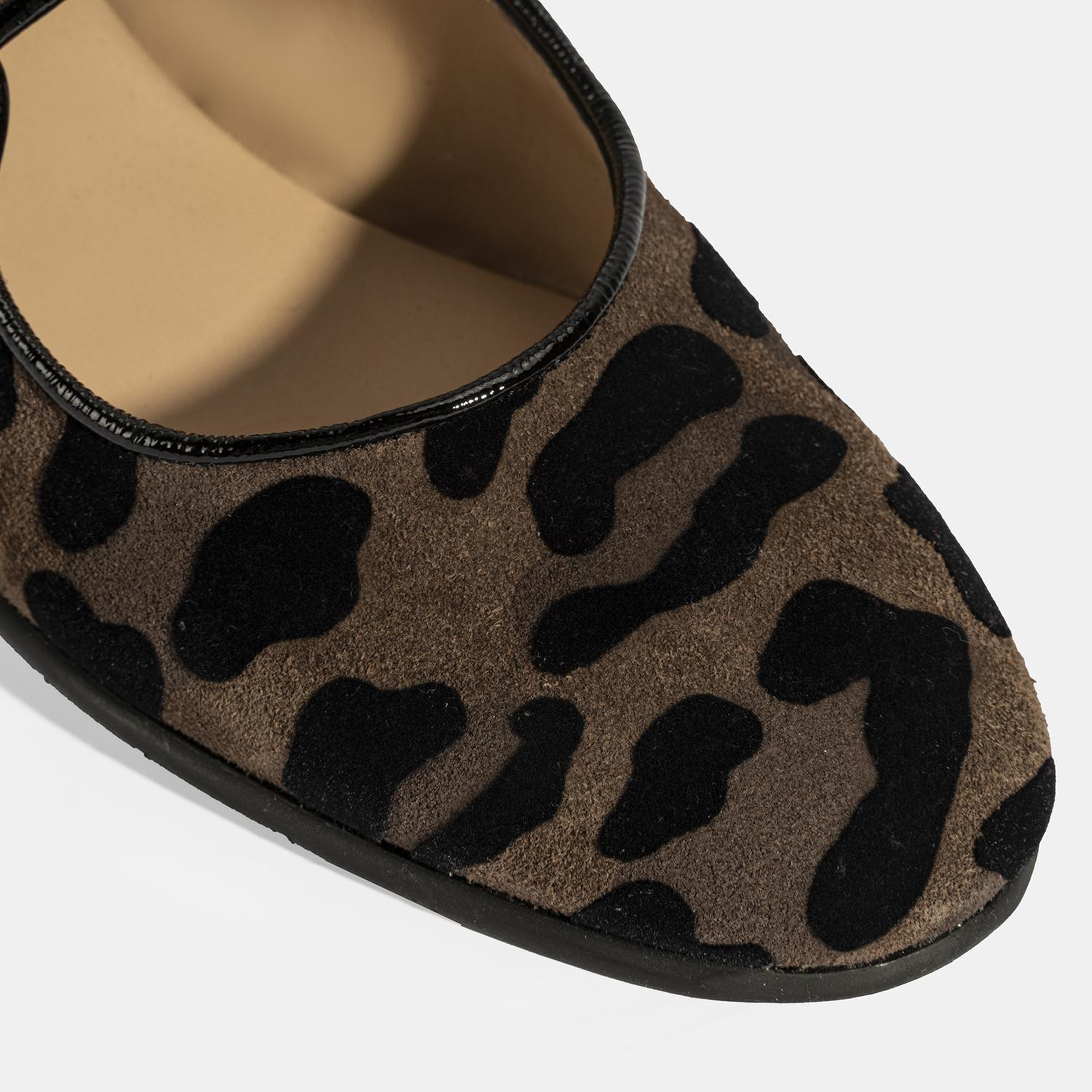 Luca Grossi Kadın Kahve Leopar Mary Jane Süet Babet