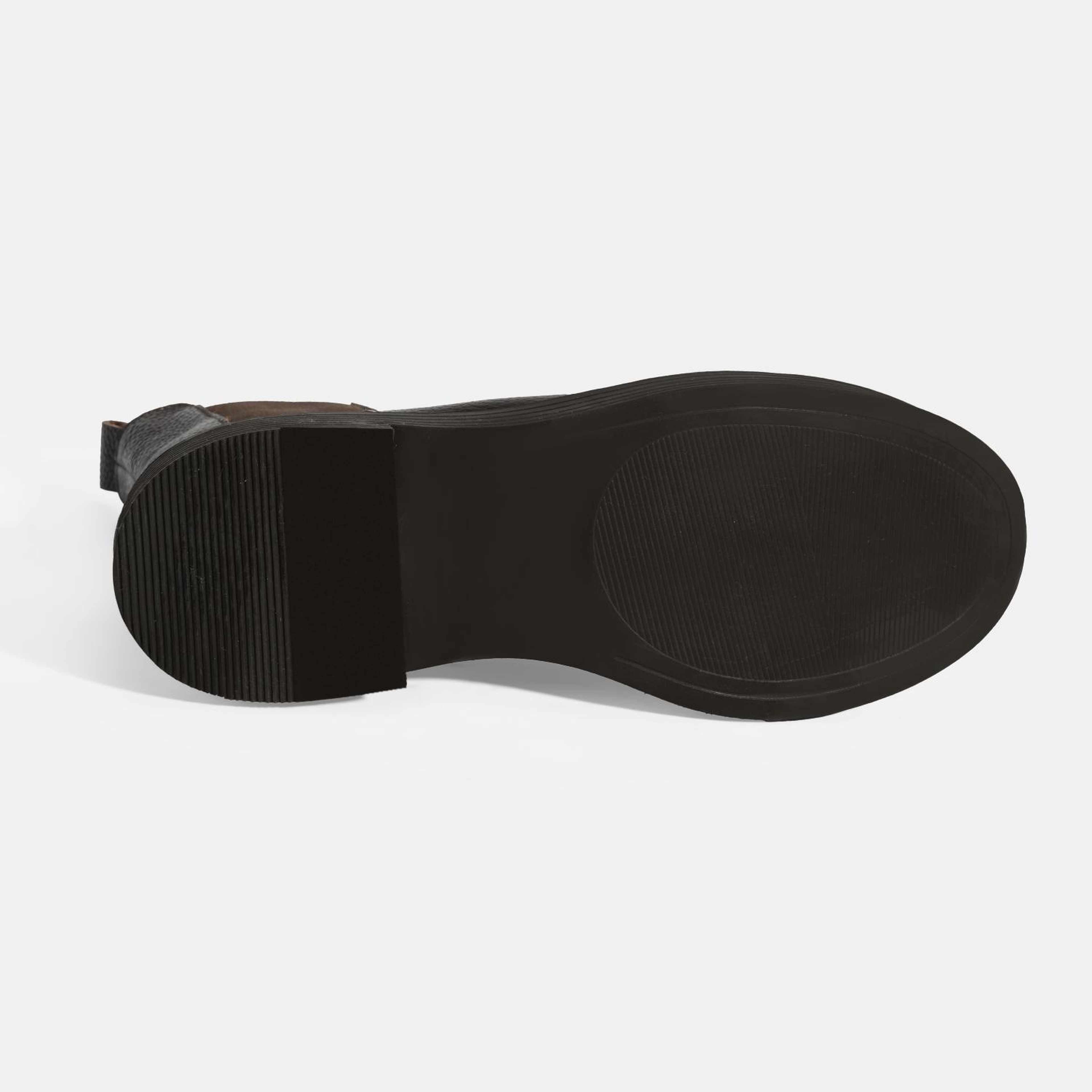 Kadın Kahve Lastik Detaylı Deri Bot