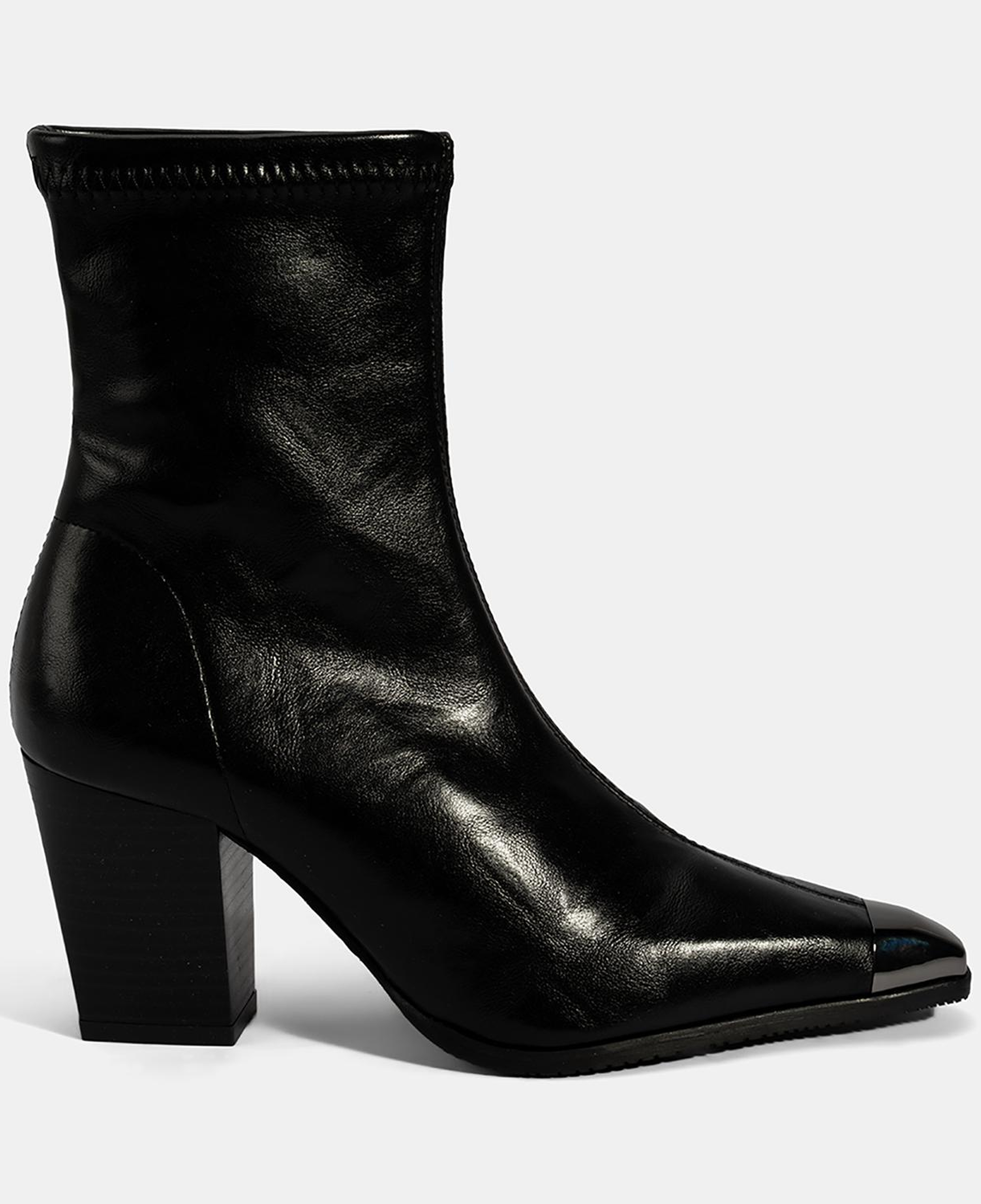 Kadın Siyah Metal Burun Detaylı Topuklu Stretch Bot