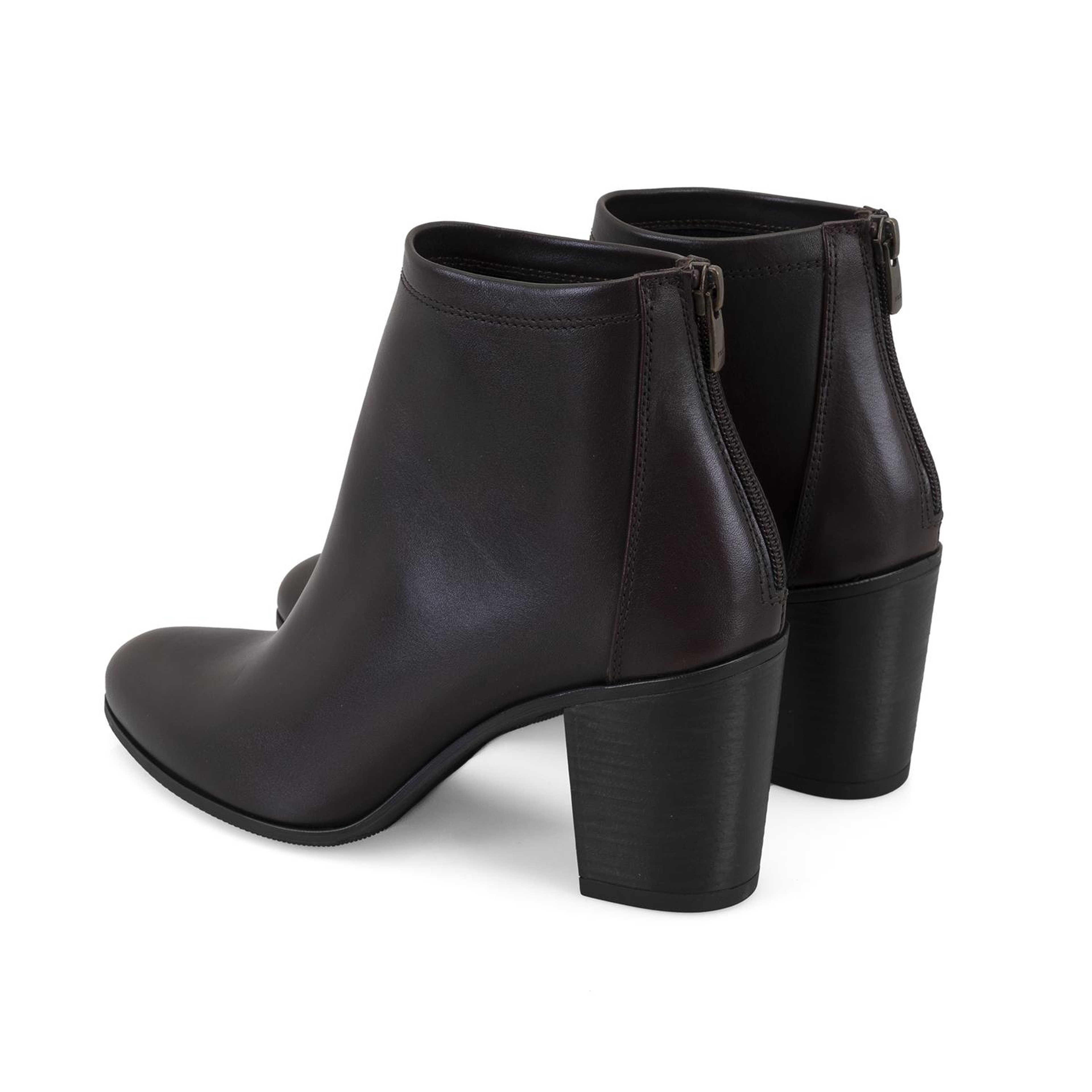 Nillie Kahve Kadın Fermuarlı Topuklu Deri Bot