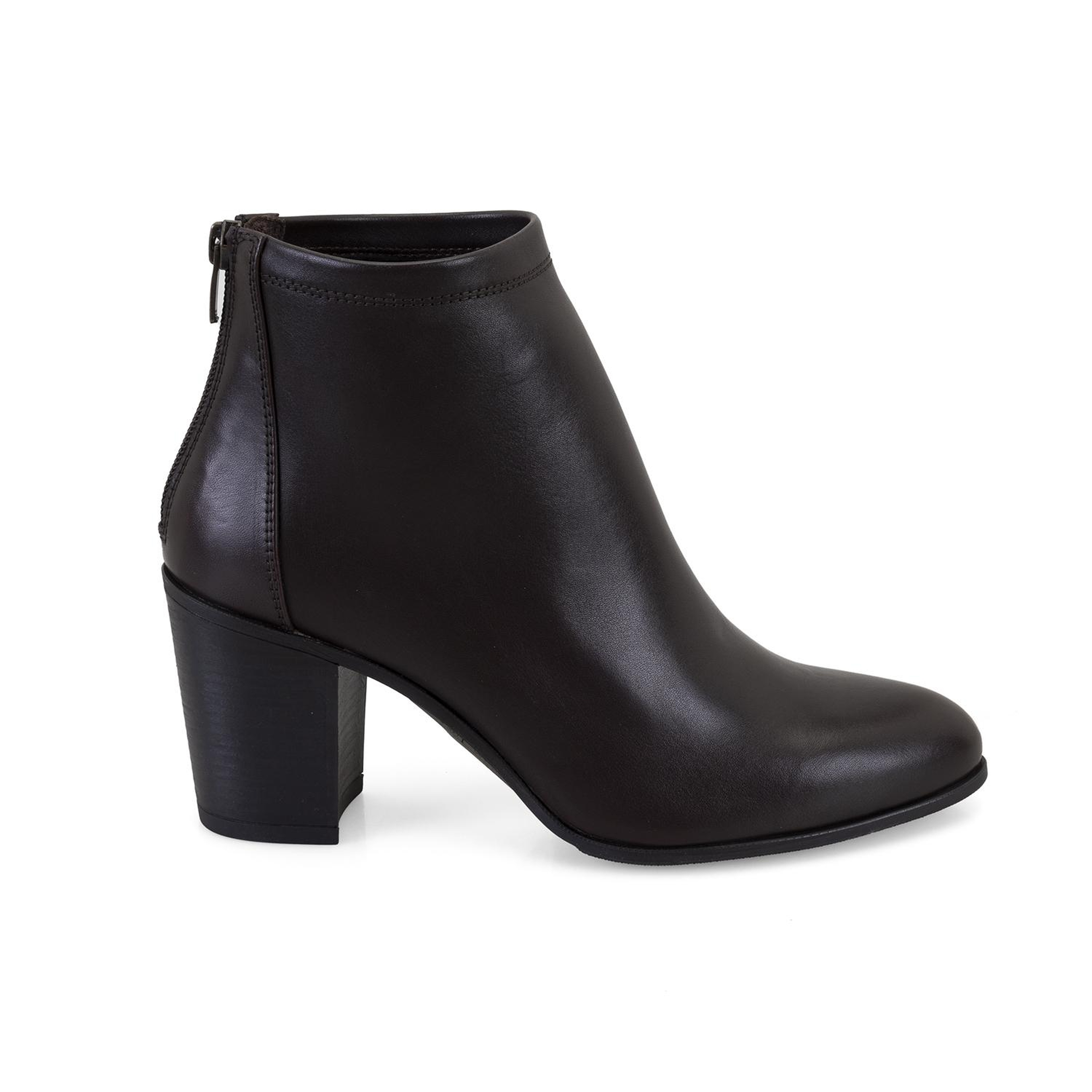 Nillie Kahve Kadın Fermuarlı Topuklu Deri Bot