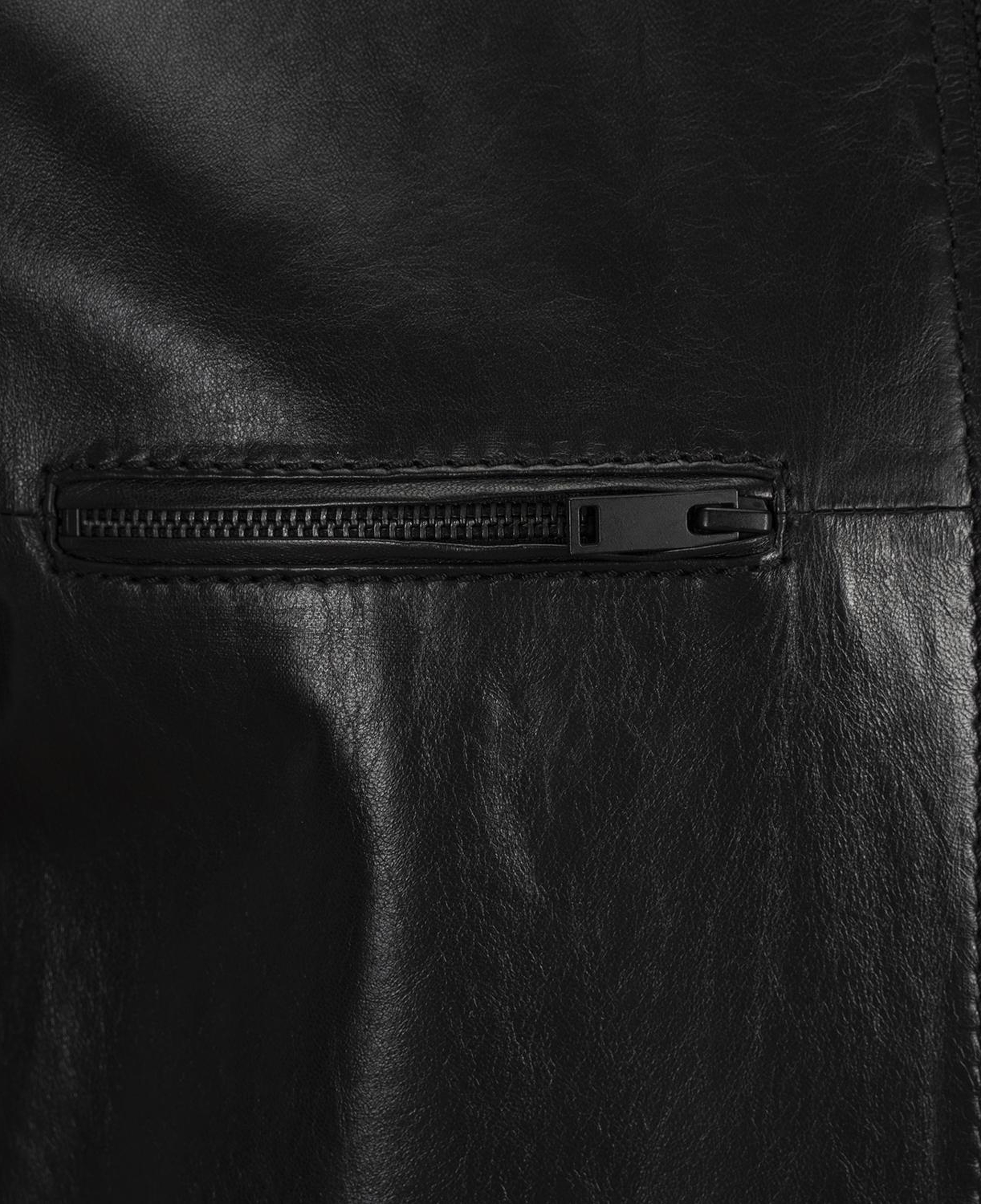 Erkek Siyah Hakim Yakalı Fit Deri Ceket