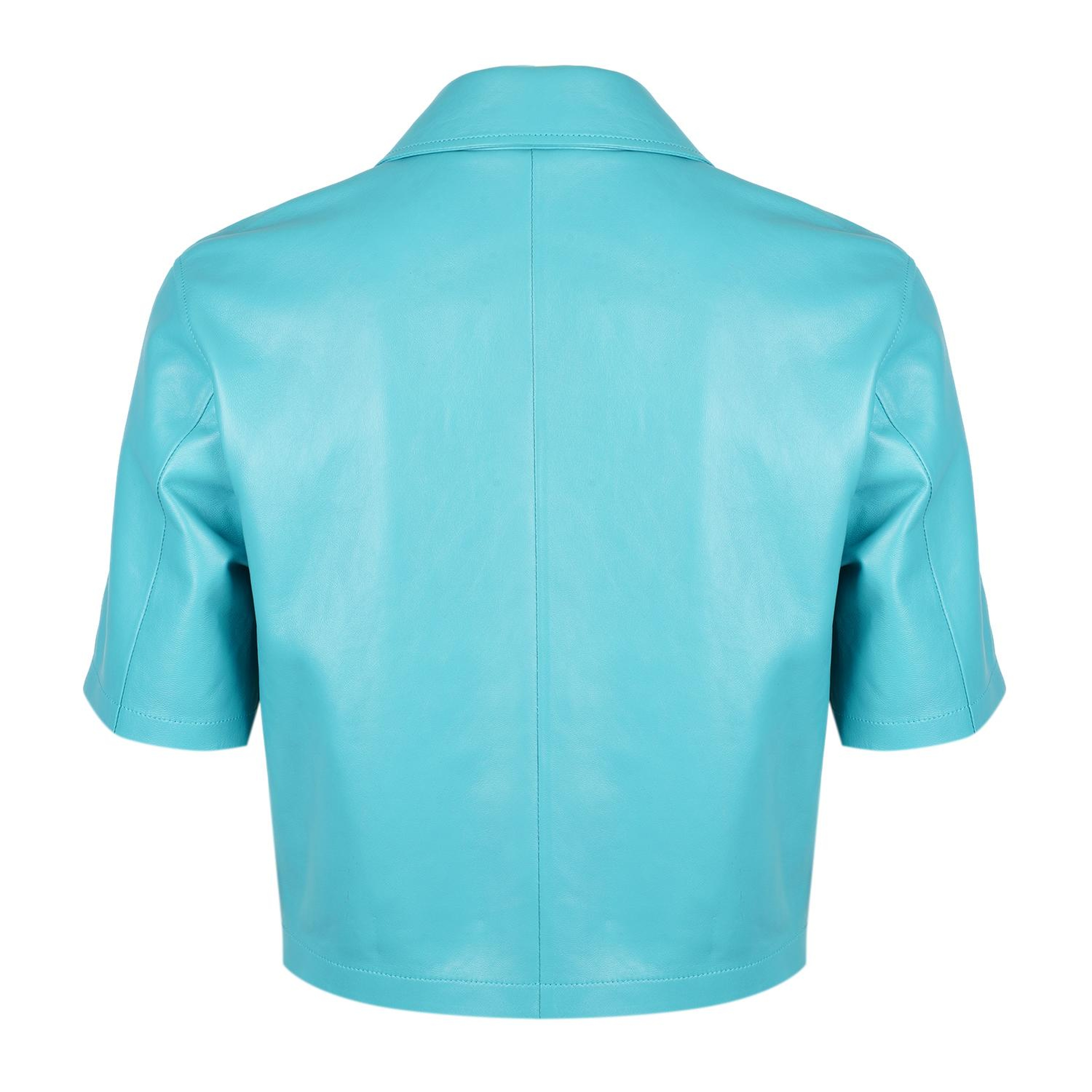 Teresina Mavi Kadın Deri Gömlek