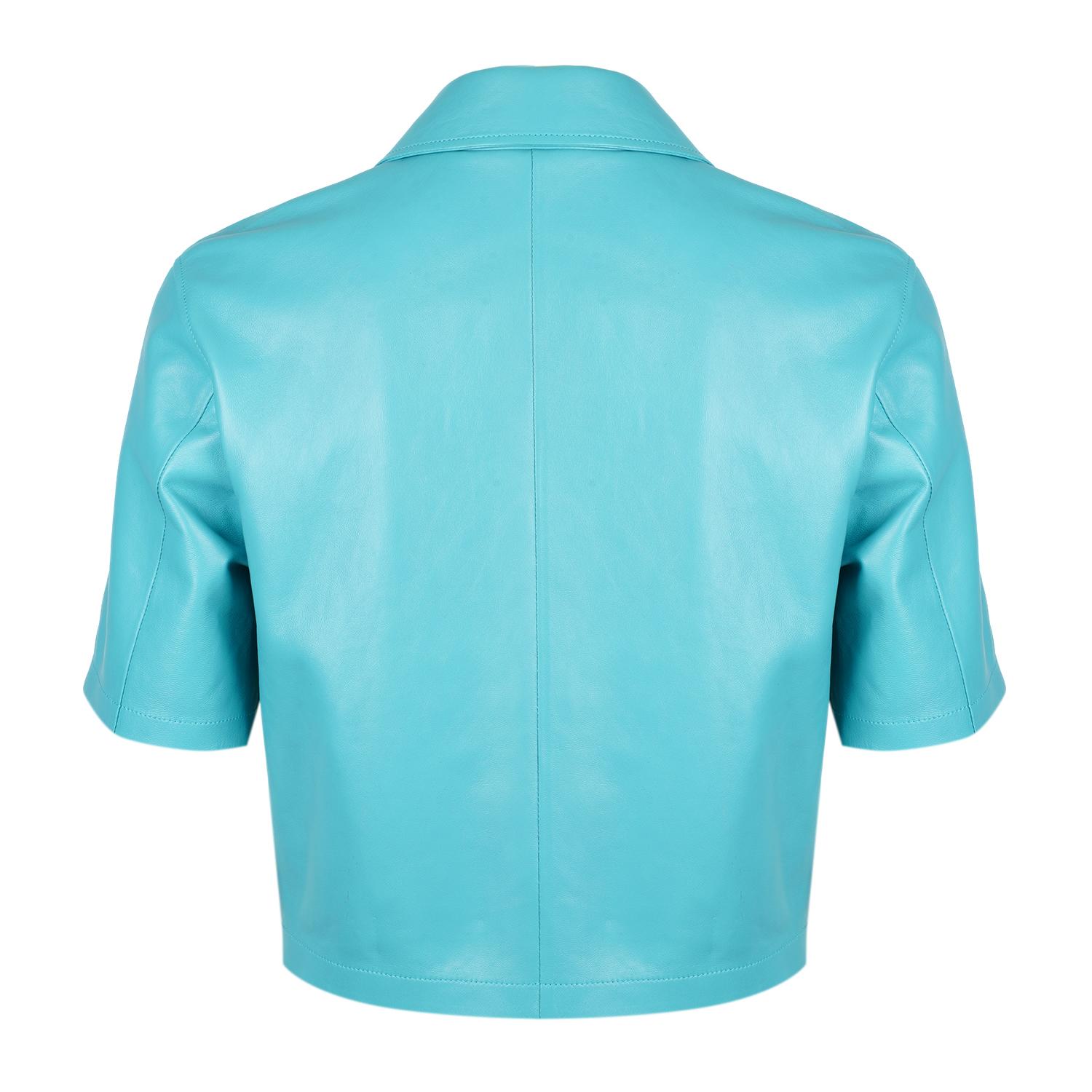 Teresina Mavi Kadın Deri Gömlek