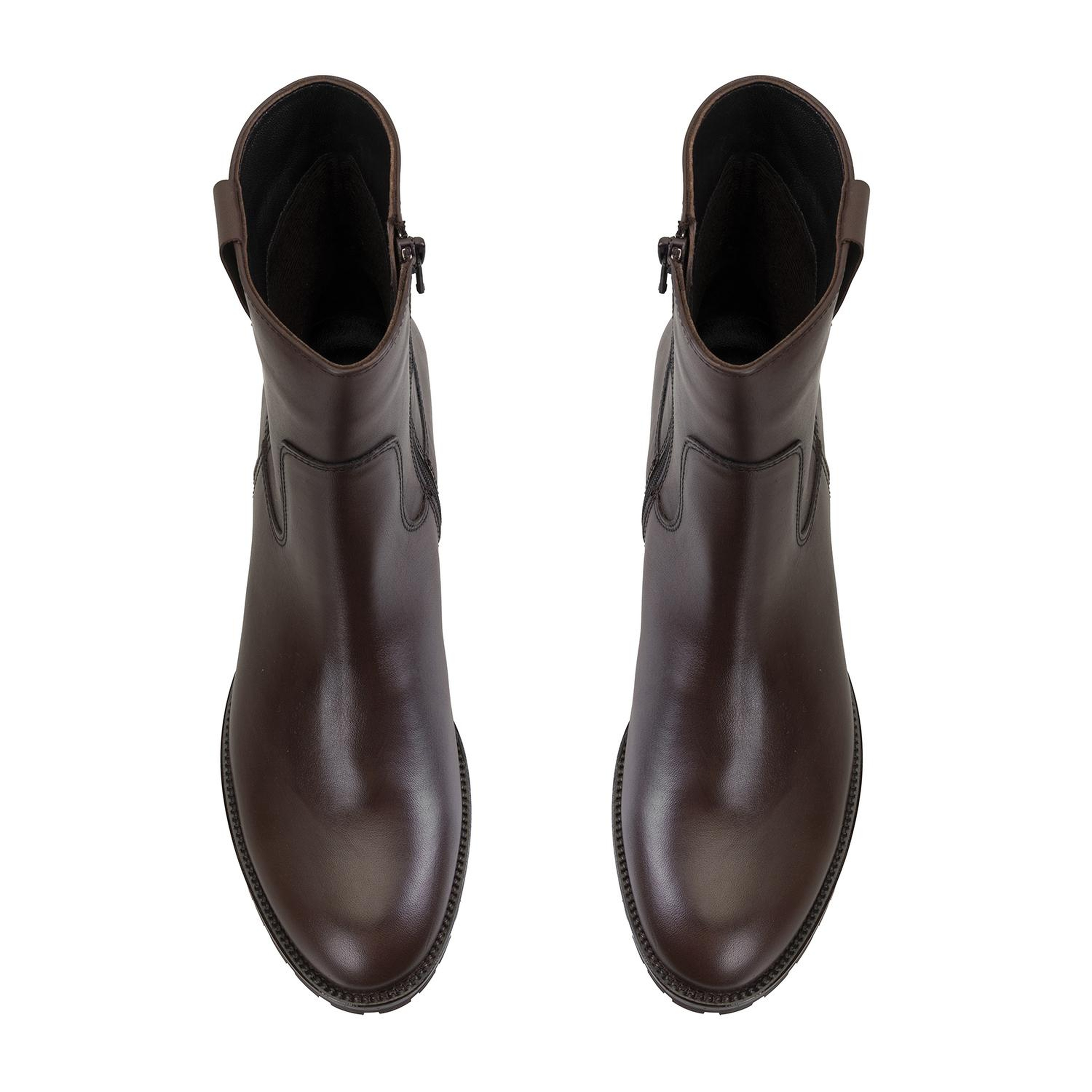 Kadın Kahve Topuklu Deri Bot