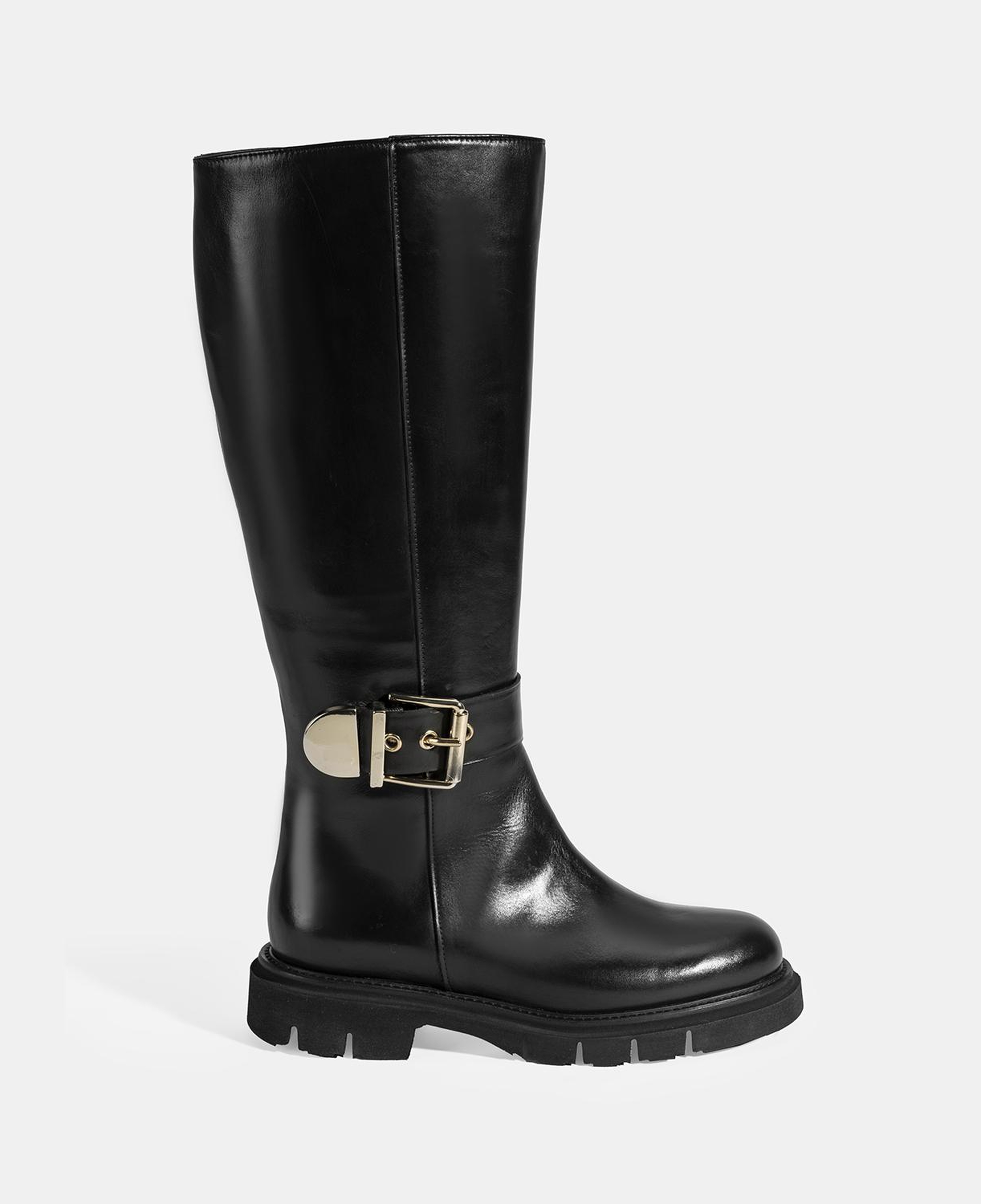 Luca Grossi Kadın Siyah Metal Tokalı Deri Çizme