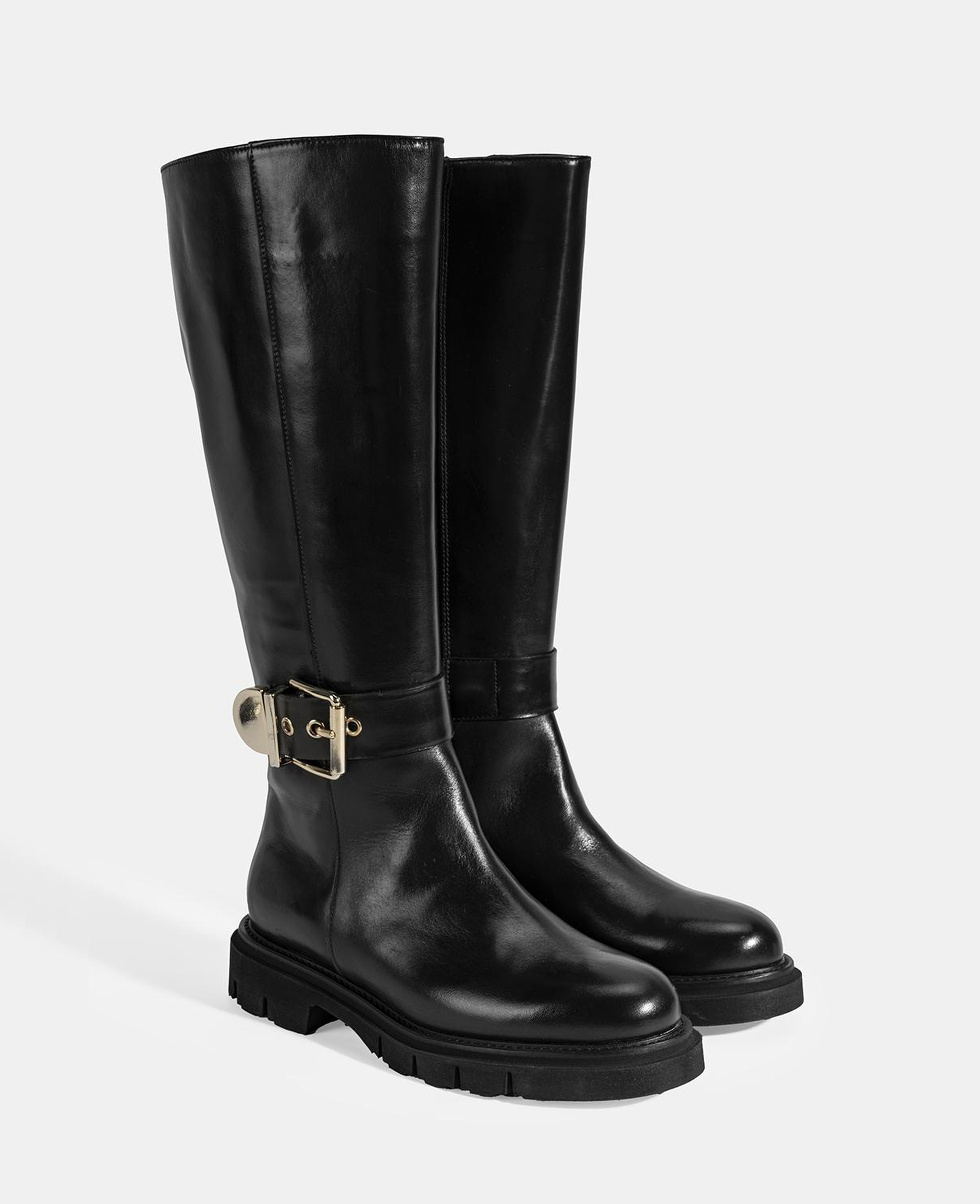 Luca Grossi Kadın Siyah Metal Tokalı Deri Çizme