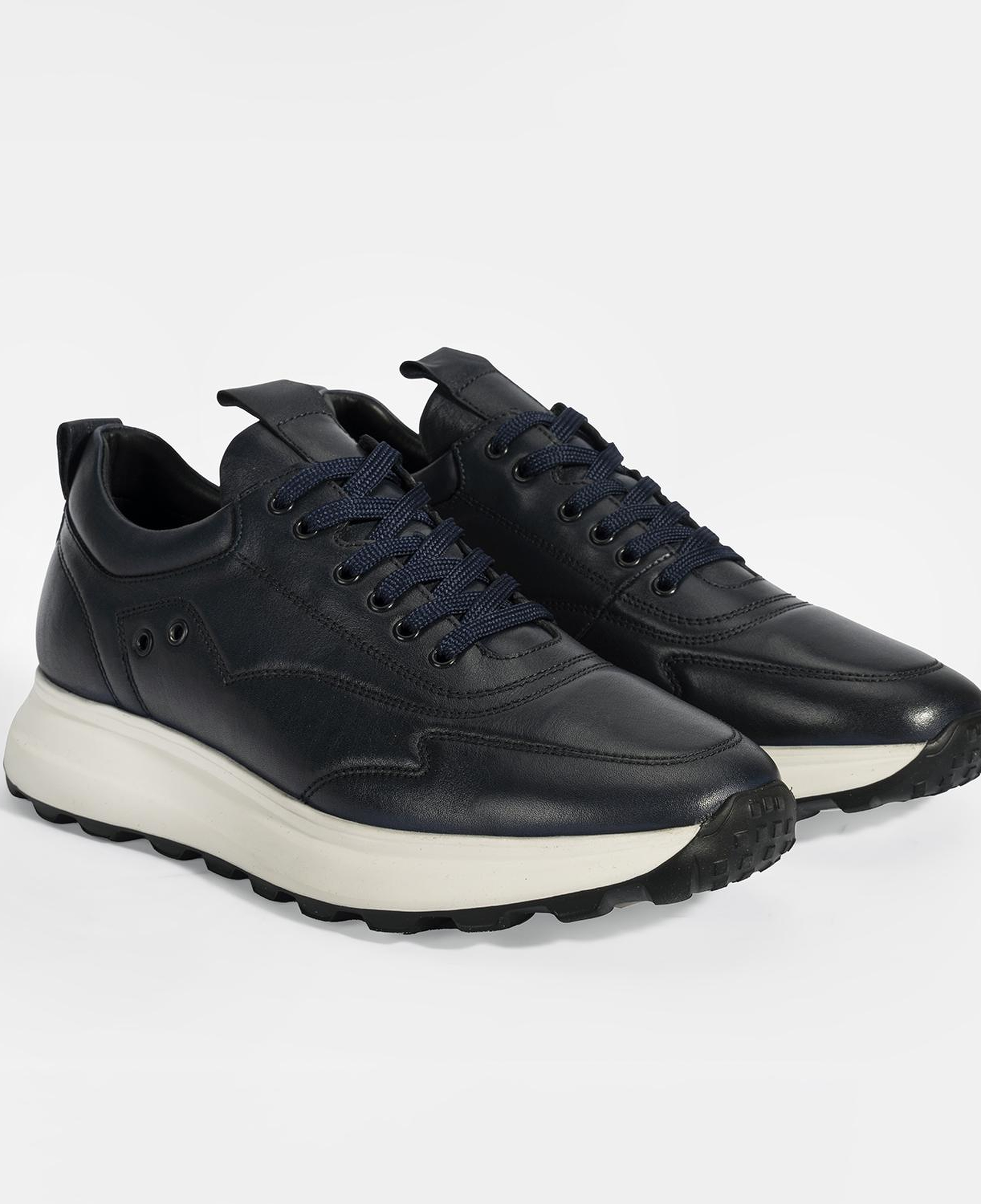 Erkek Lacivert Bağcıklı Deri Spor Ayakkabı