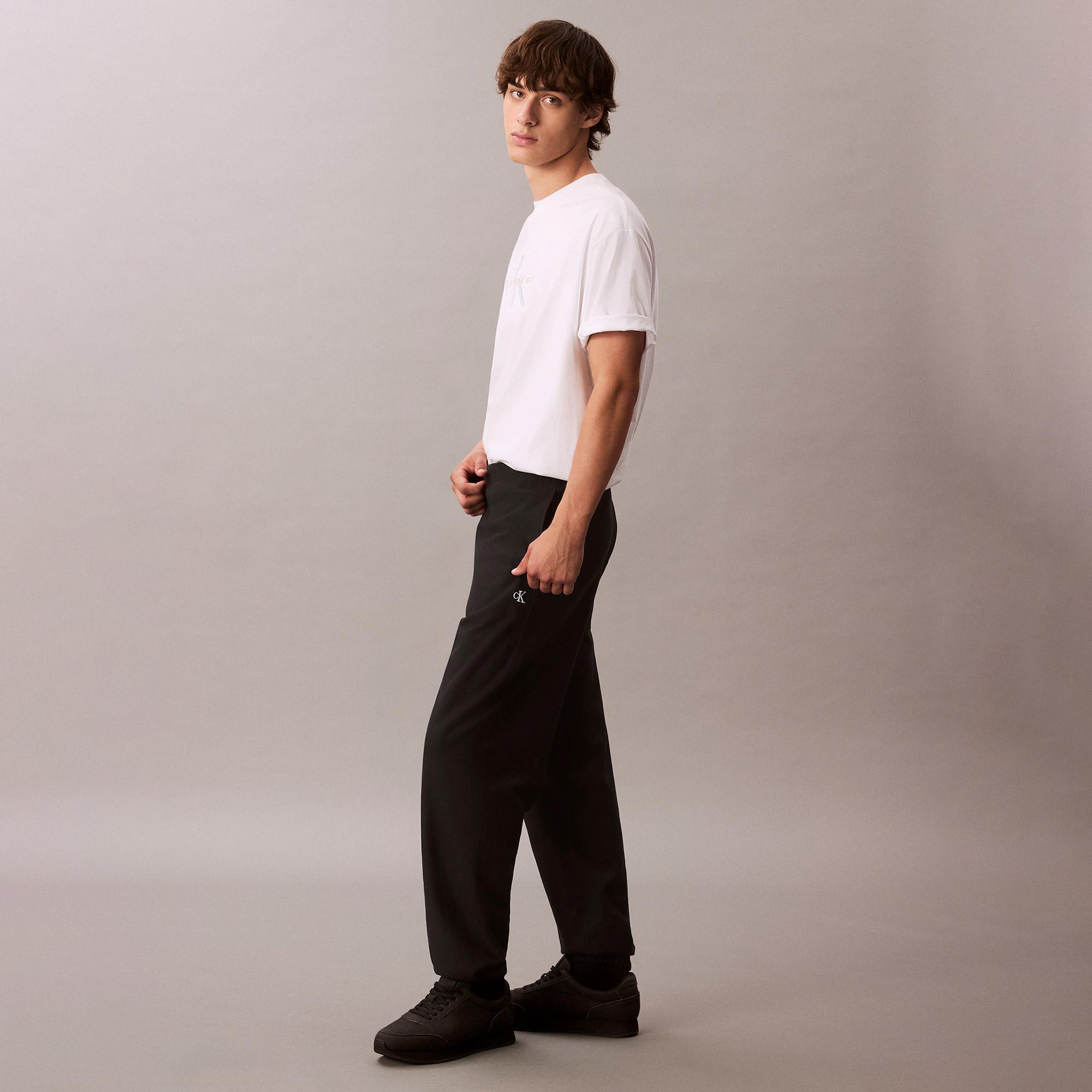 Calvin Klein Premium Terry Monogram Jogger Erkek Siyah Eşofman Altı