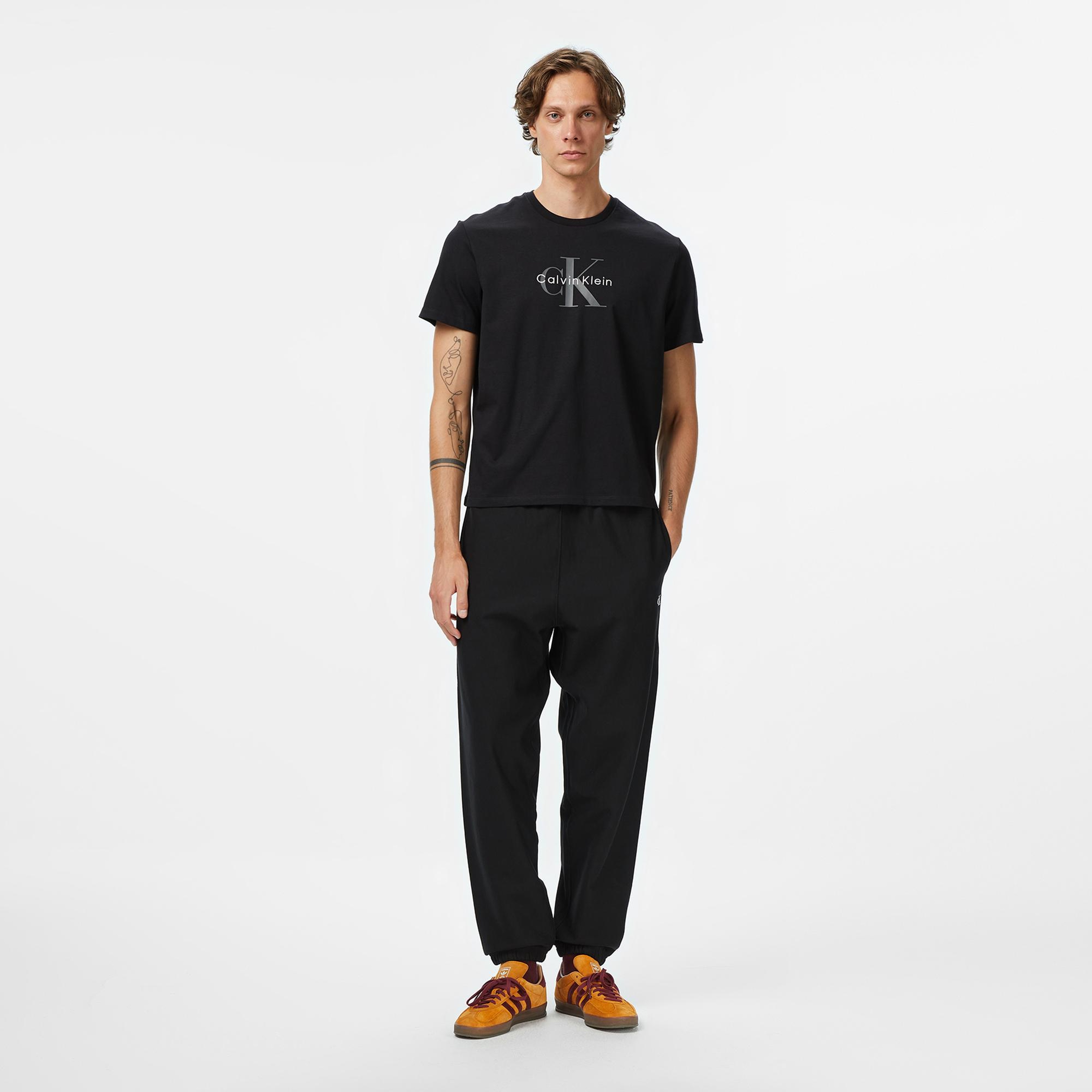 Calvin Klein Premium Terry Monogram Jogger Erkek Siyah Eşofman Altı