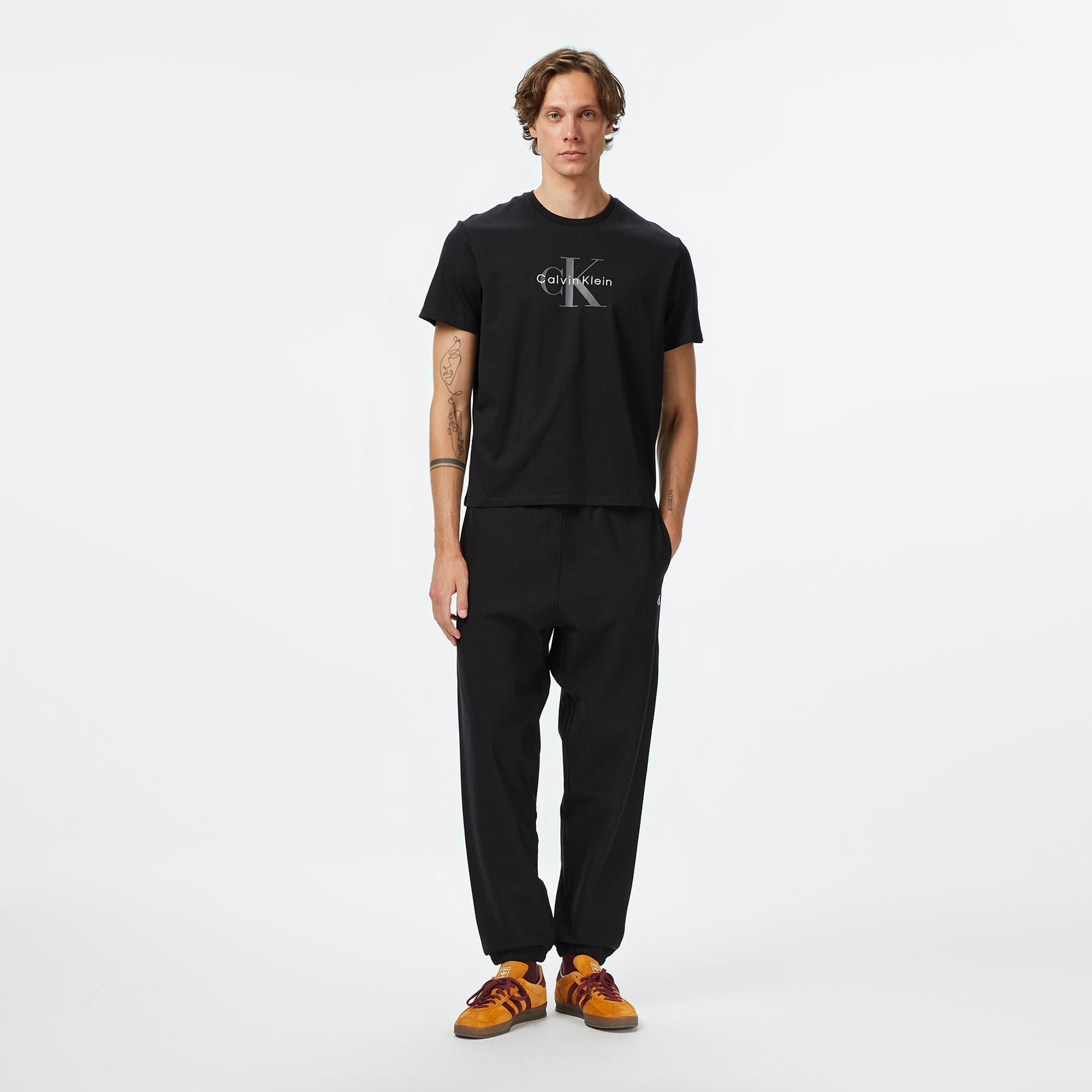 Calvin Klein Premium Terry Monogram Jogger Erkek Siyah Eşofman Altı