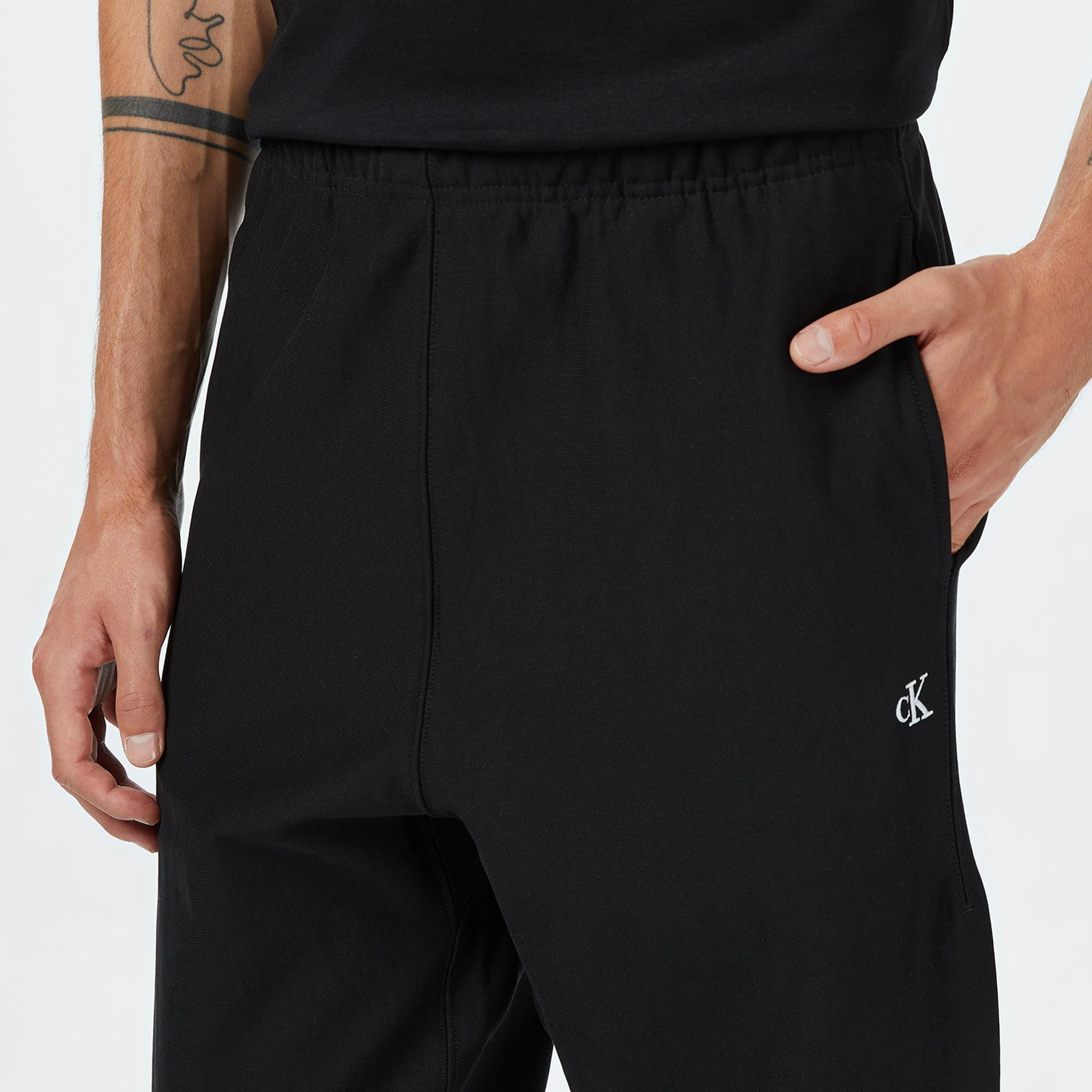 Calvin Klein Premium Terry Monogram Jogger Erkek Siyah Eşofman Altı