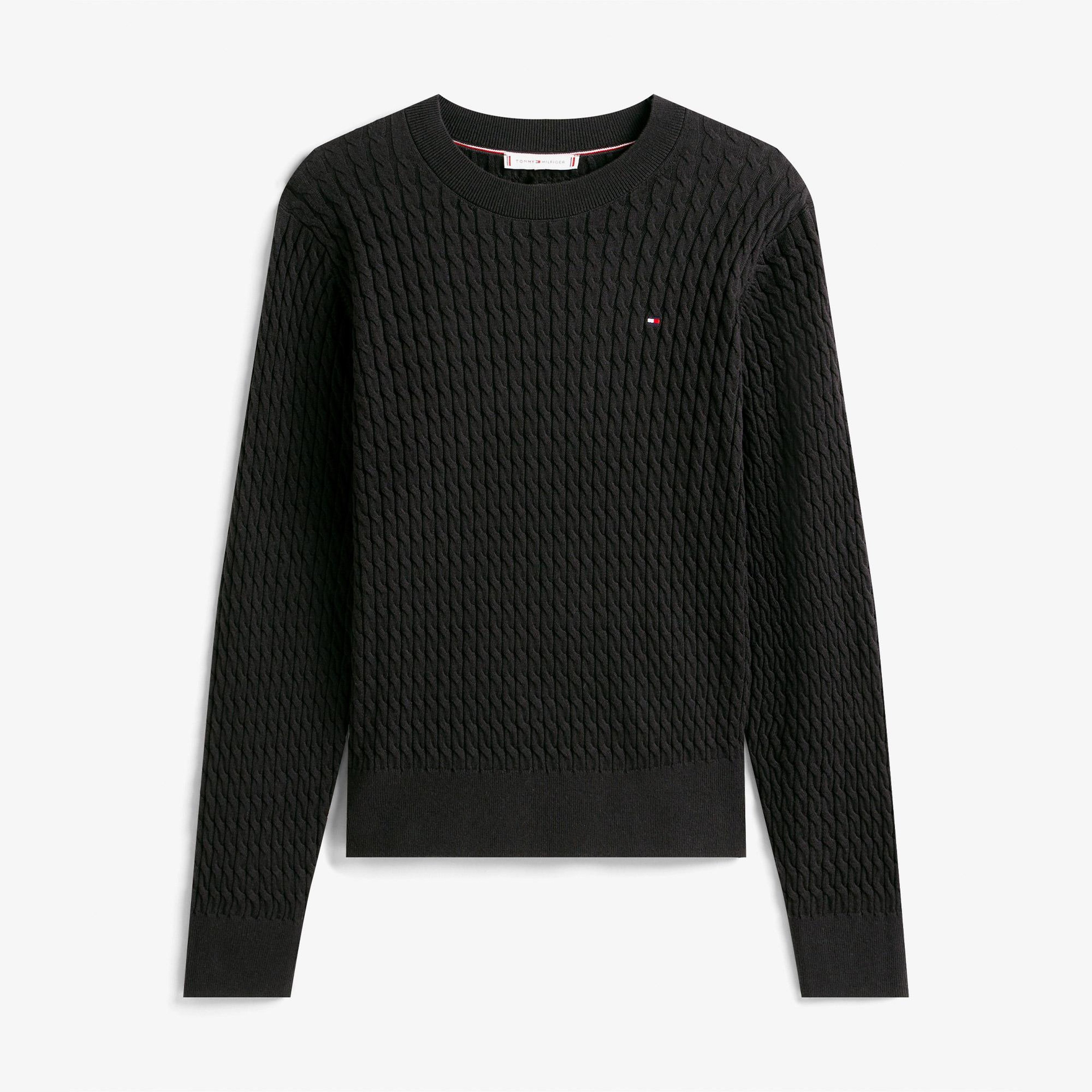 Tommy Hilfiger Cable Kadın Siyah Kazak