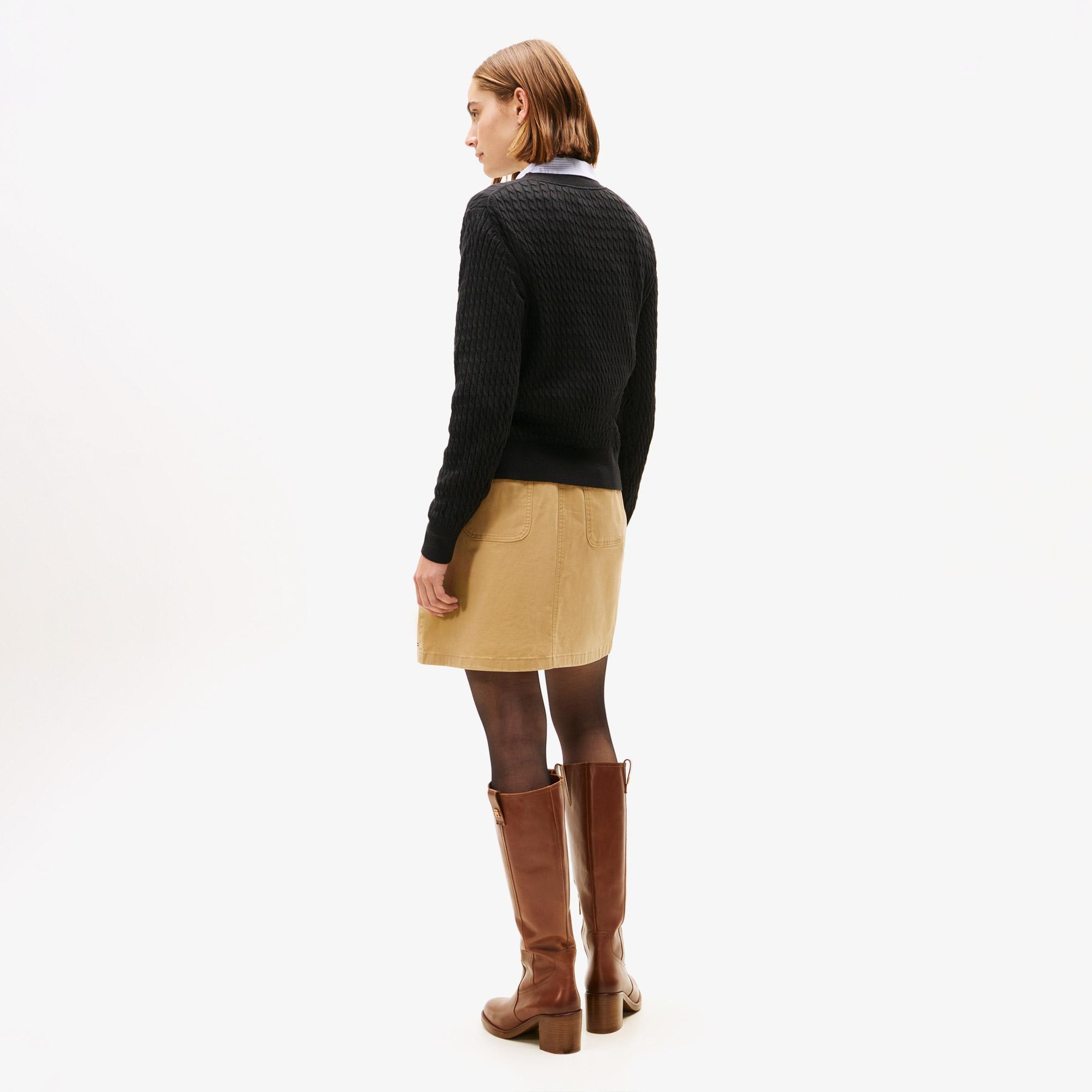 Tommy Hilfiger Cable Kadın Siyah Kazak