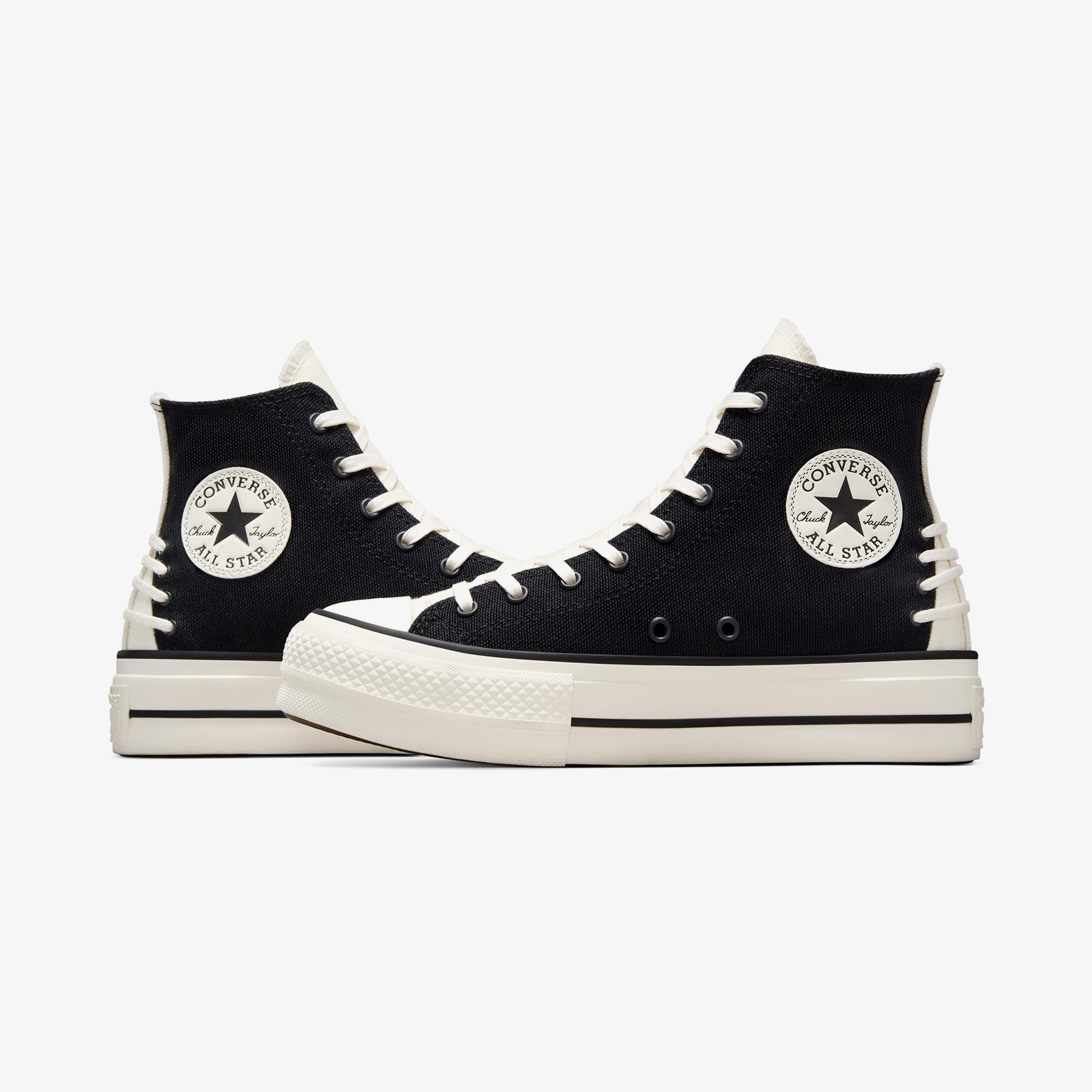 Converse Chuck Taylor All Star Crafted Laces Lift Kadın Siyah Platform Sneaker