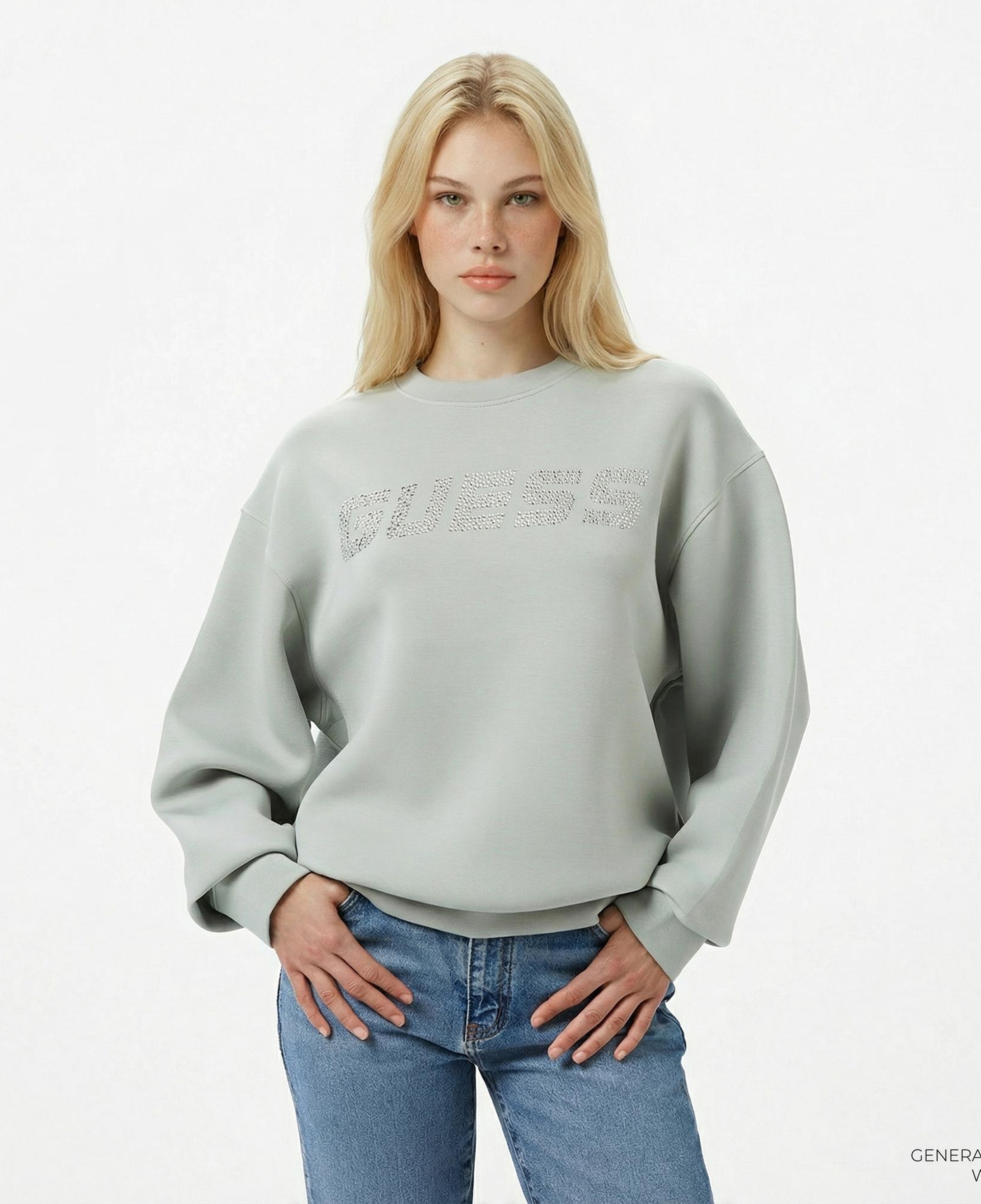 Guess Cecilia Scuba Kadın Yeşil Sweatshirt
