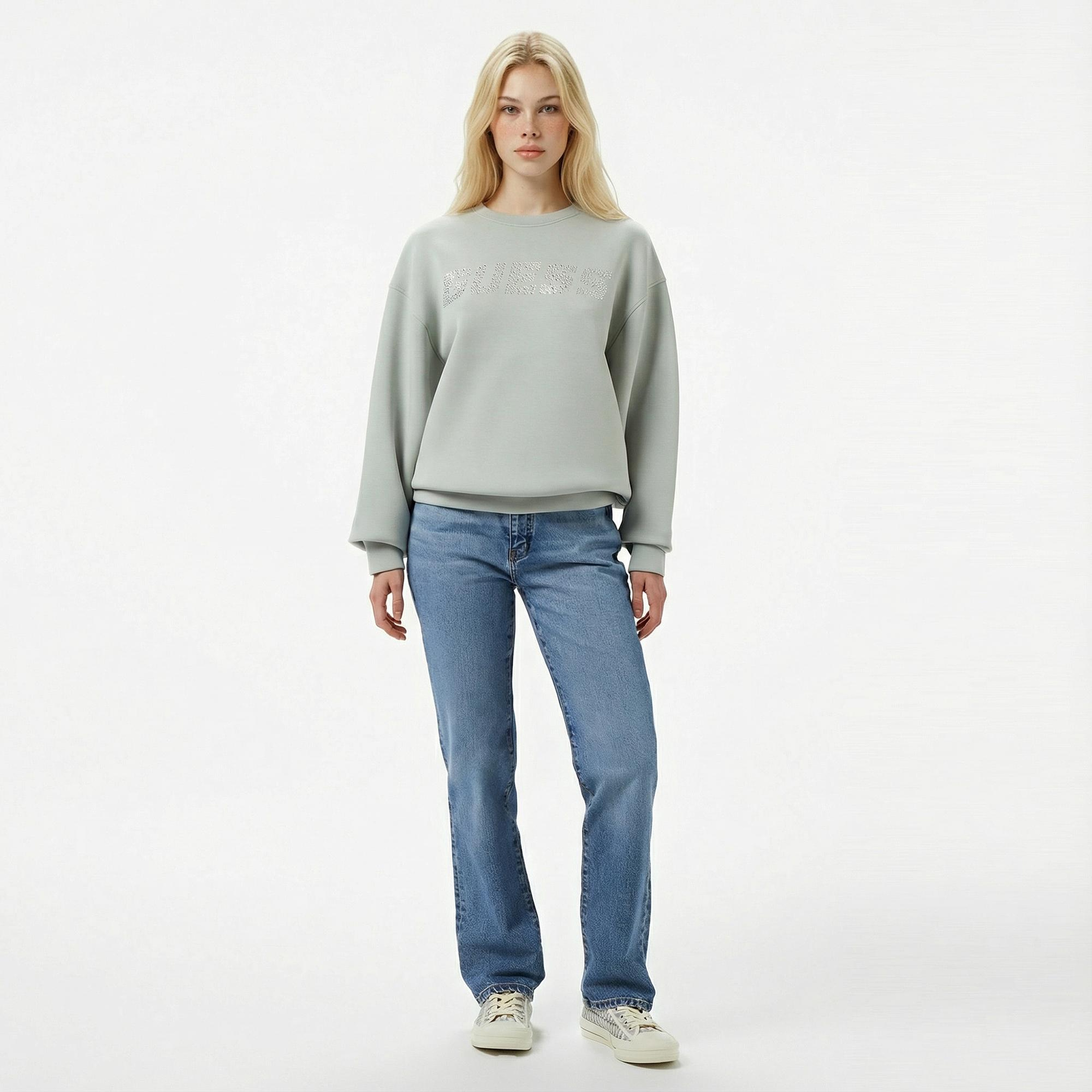 Guess Cecilia Scuba Kadın Yeşil Sweatshirt