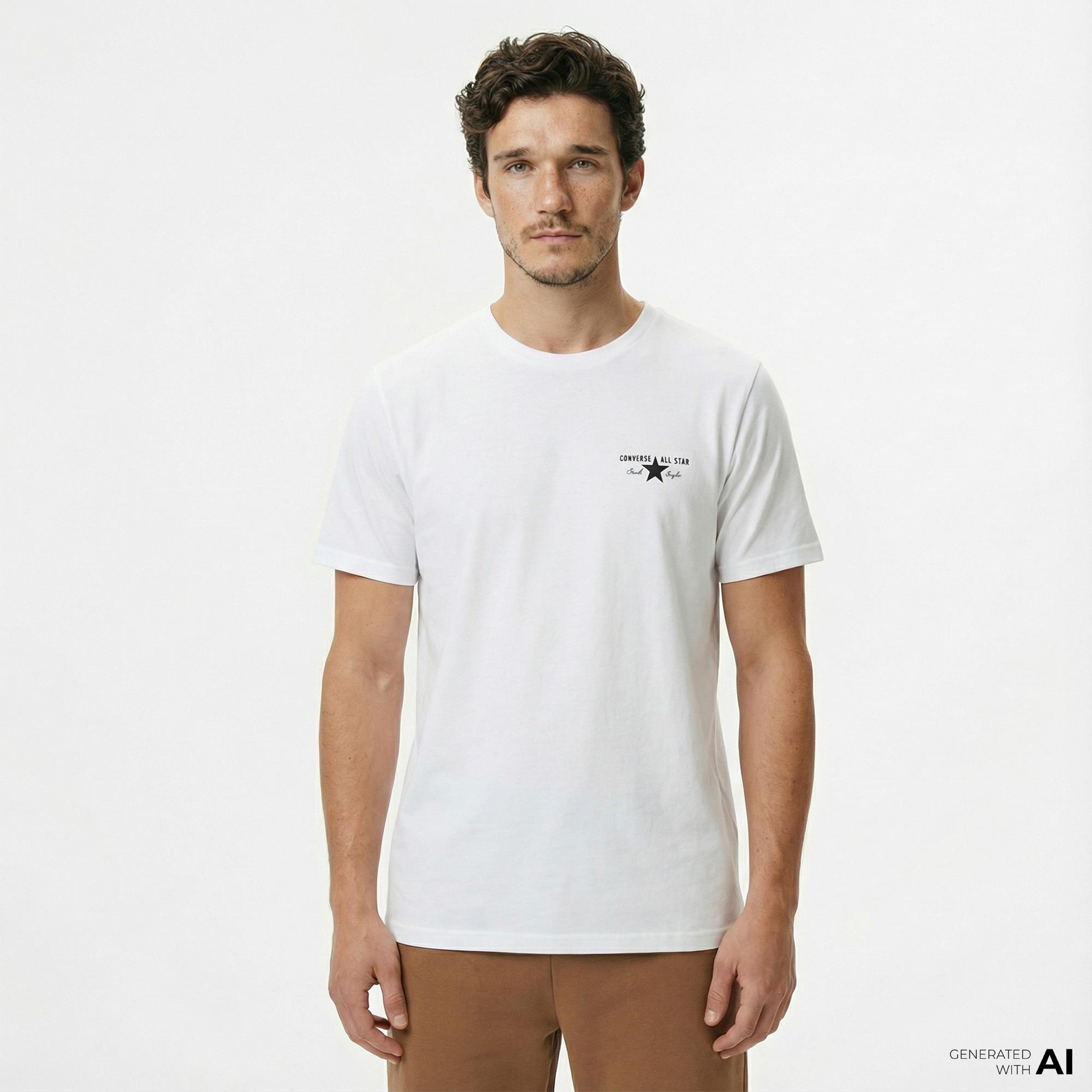 Converse Erkek Grafik Baskılı Beyaz T-Shirt