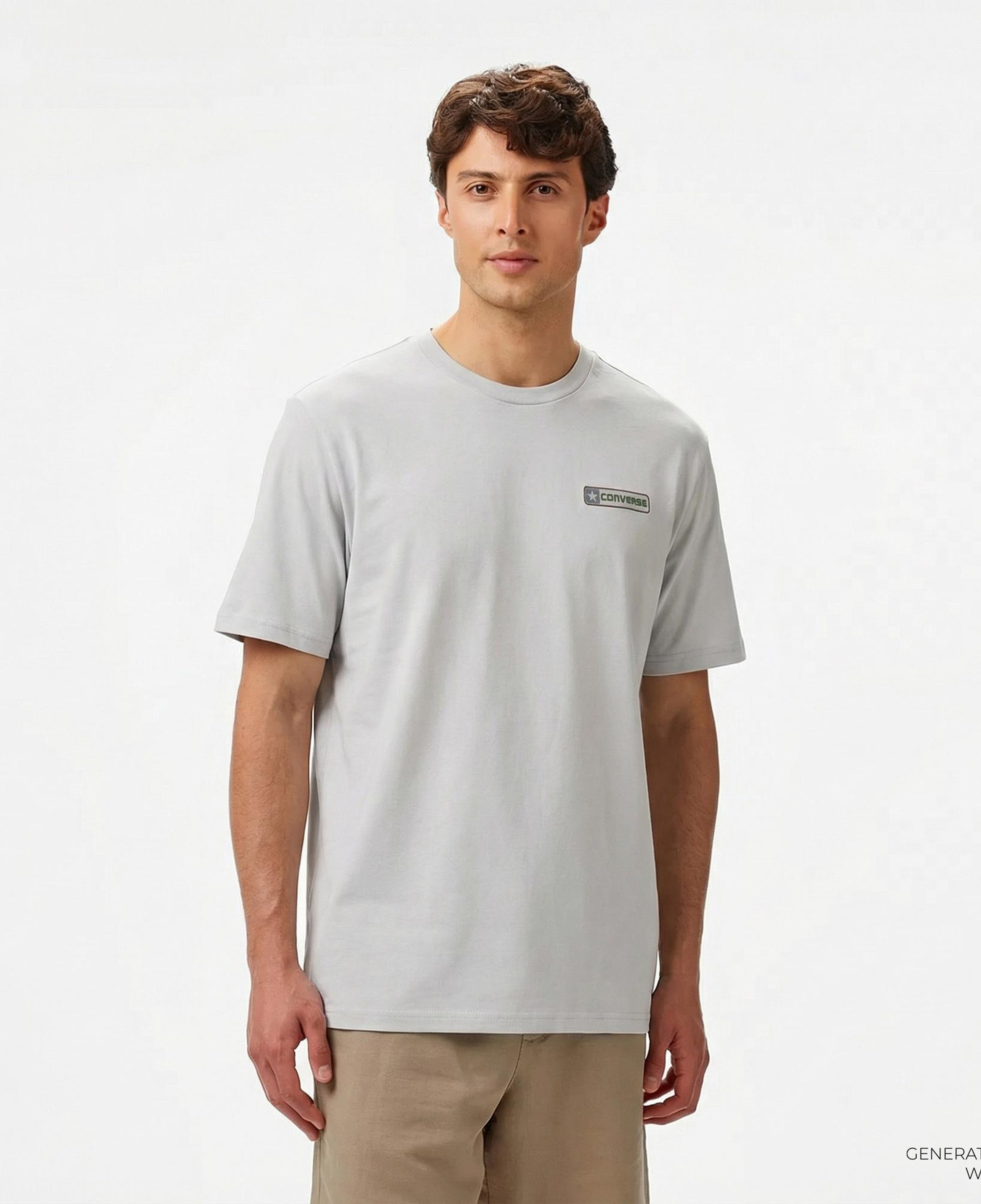 Converse Erkek Grafik Baskılı Gri T-Shirt