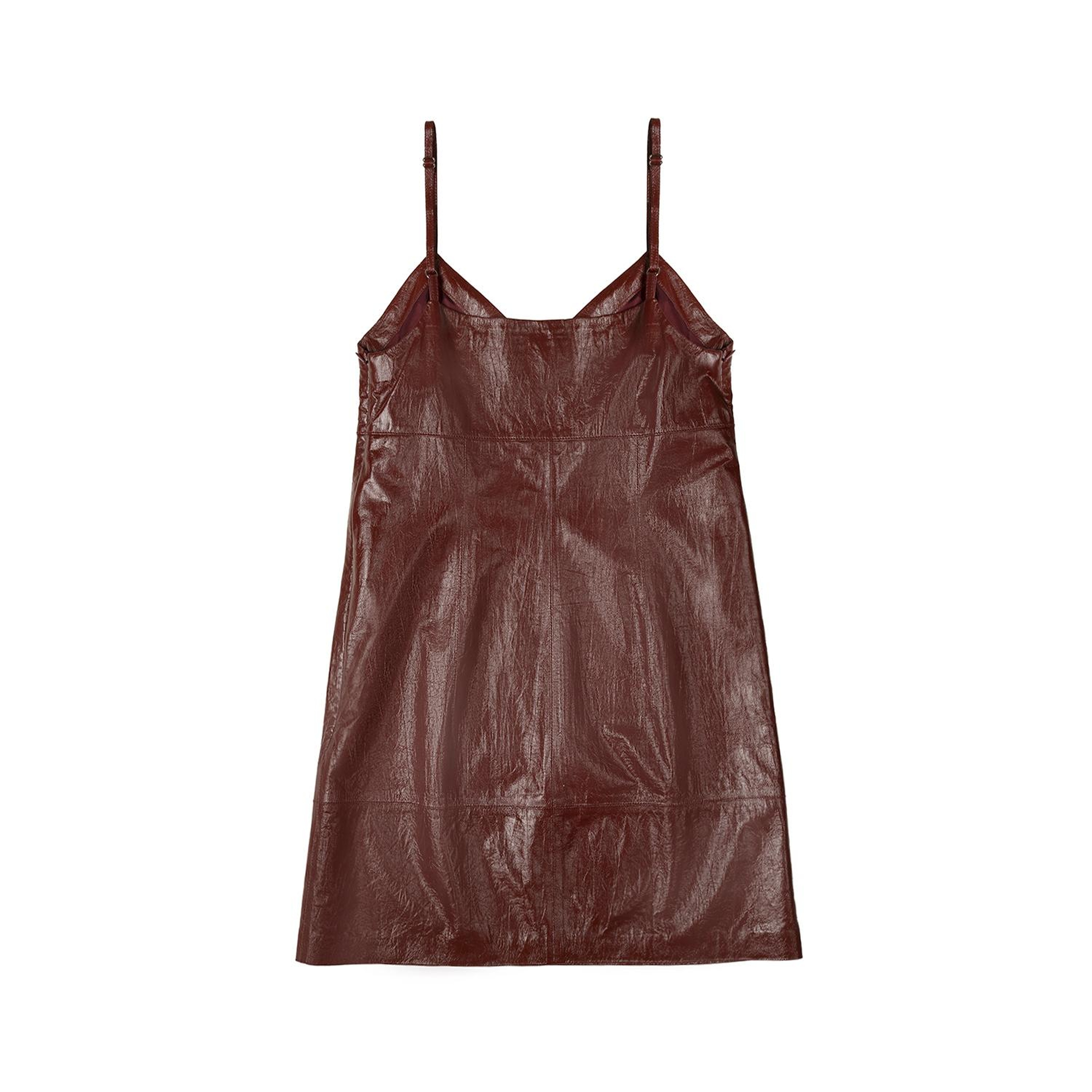 Amayeta Bordo Kadın Deri Elbise